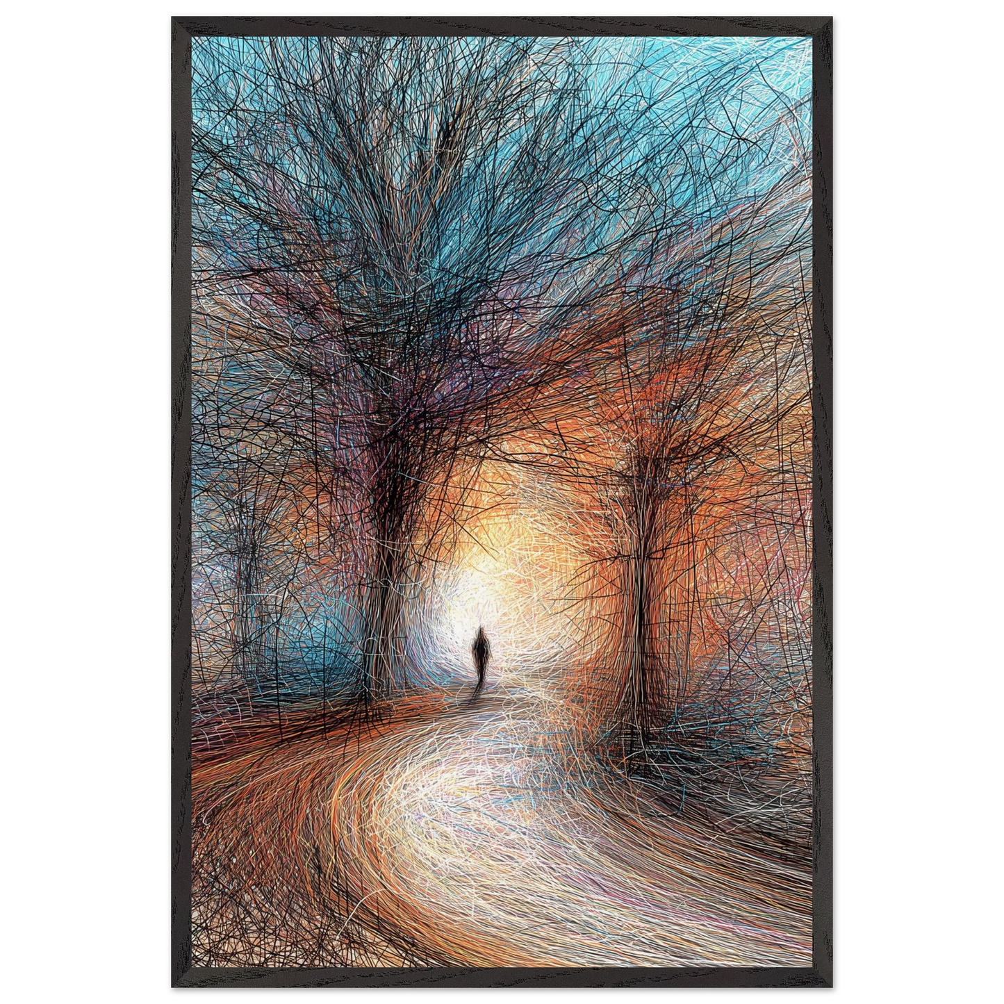Vers la Clarté — tableau encadré bois — vue 2 — art mural STNCL