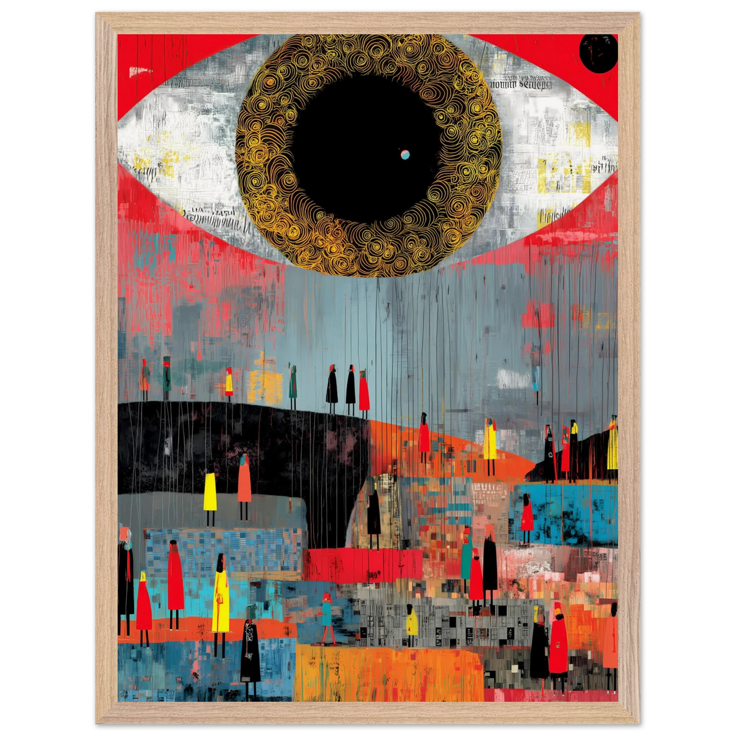 L'Oeil et la Foule — tableau encadre bois — vue 3 — art mural STNCL