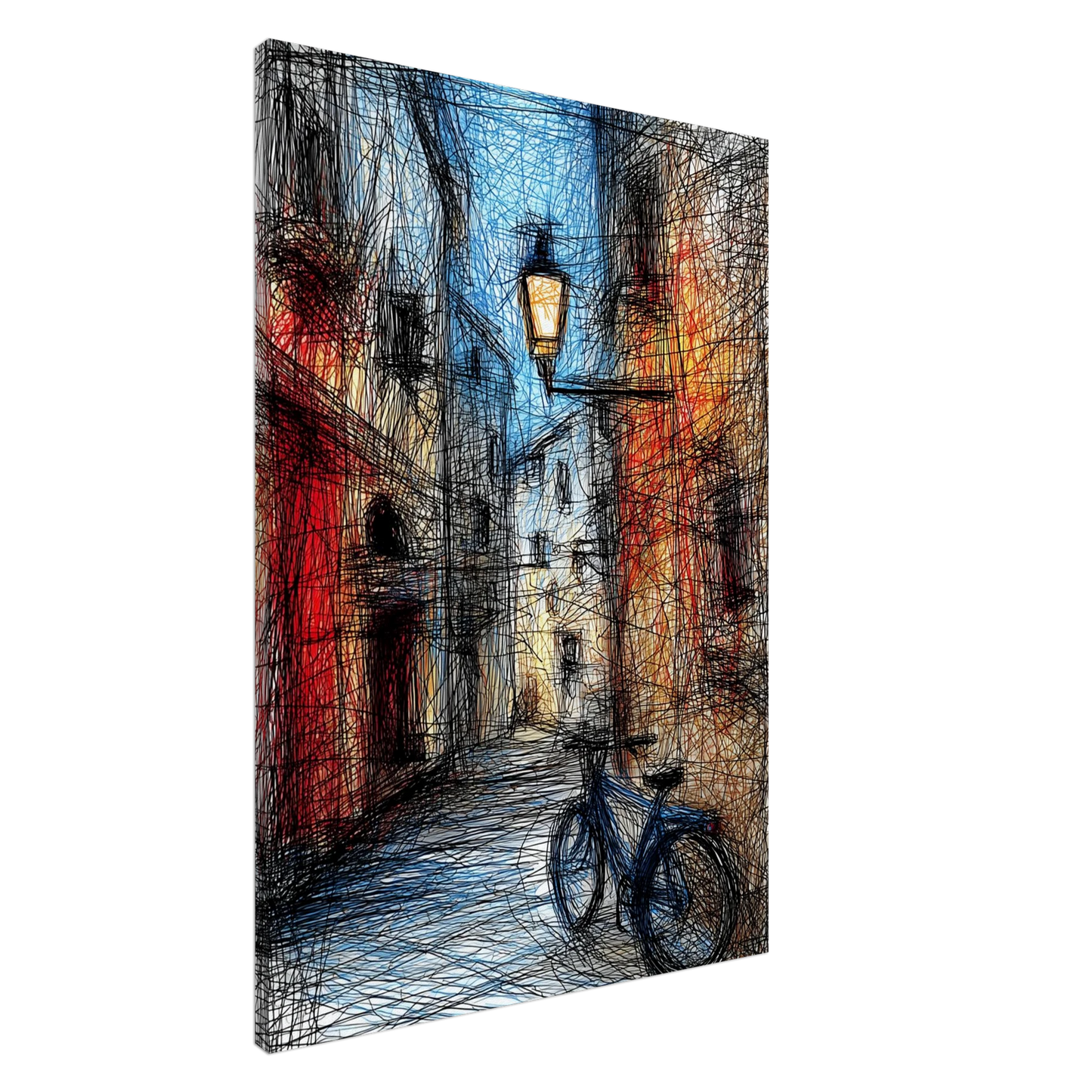 Ruelle au Lampadaire Ancien — tableau sur toile — art mural STNCL