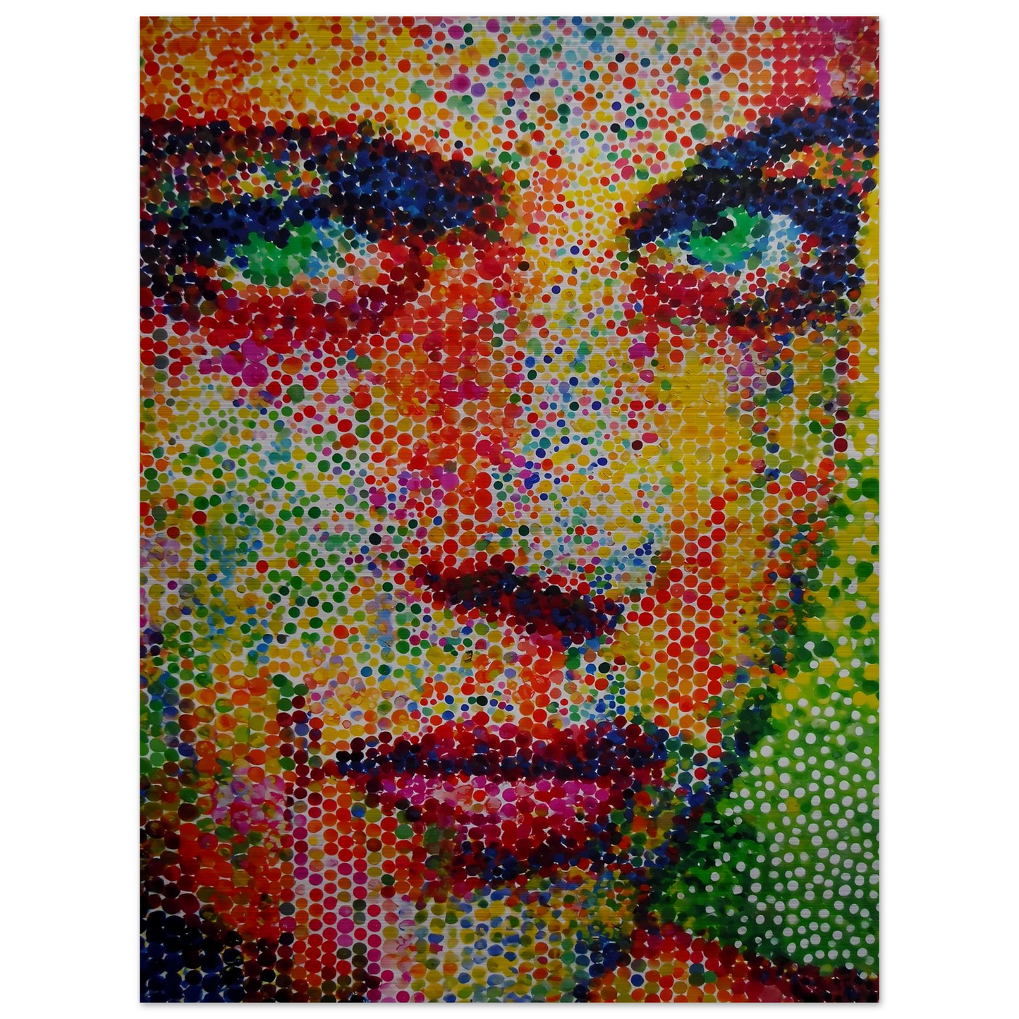 Le Visage en Points — tableau aluminium — vue 2 — art mural STNCL