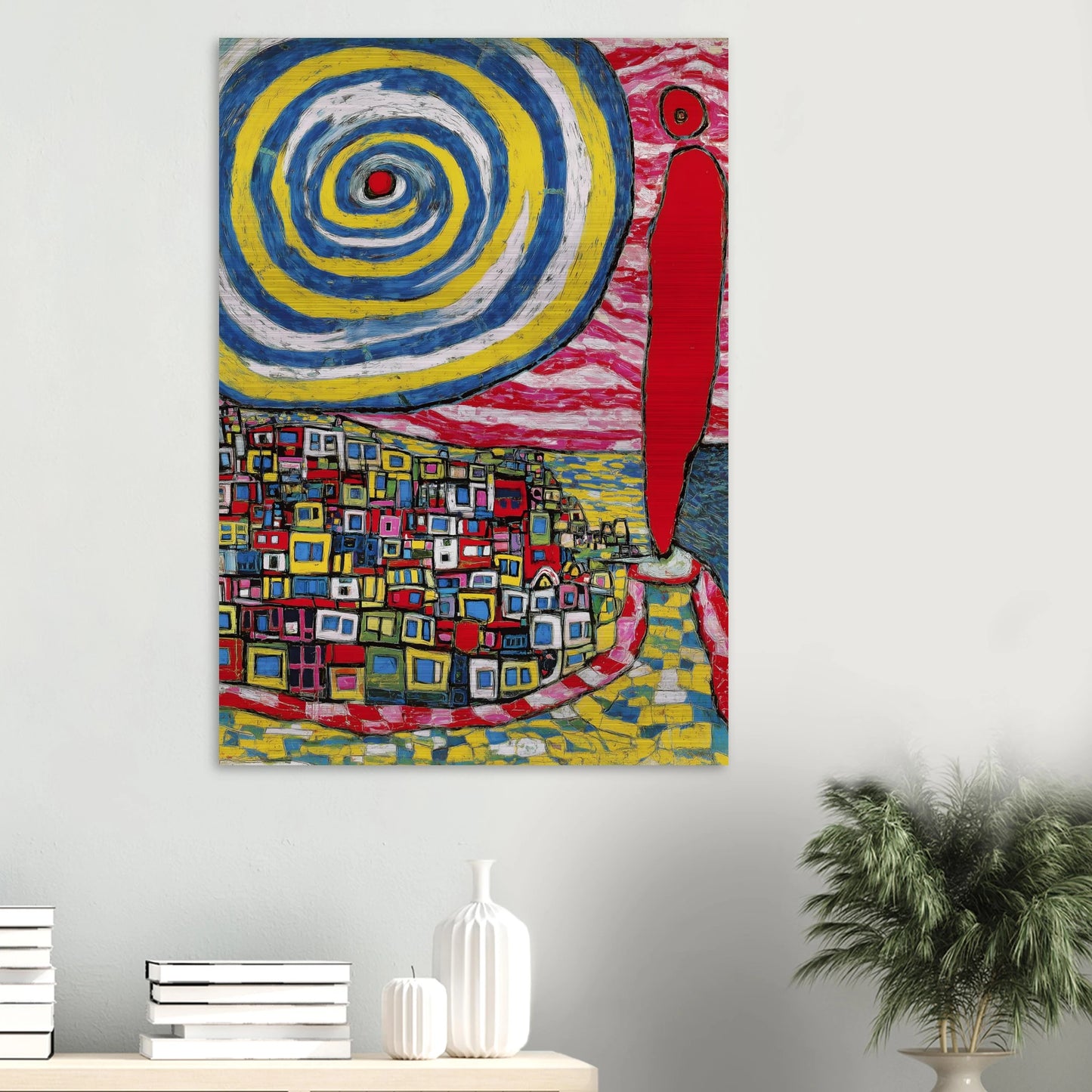 La Spirale et les Maisons — tableau aluminium — vue 6 — art mural STNCL