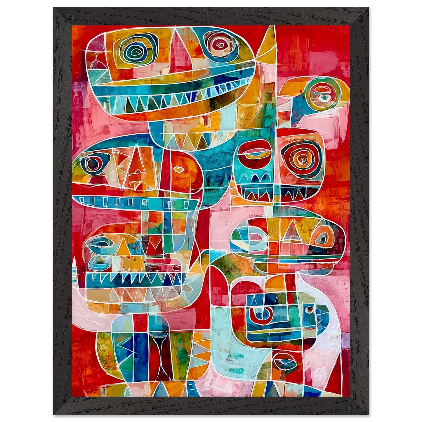 Totems Imbriqués — tableau encadré bois — vue 4 — art mural STNCL