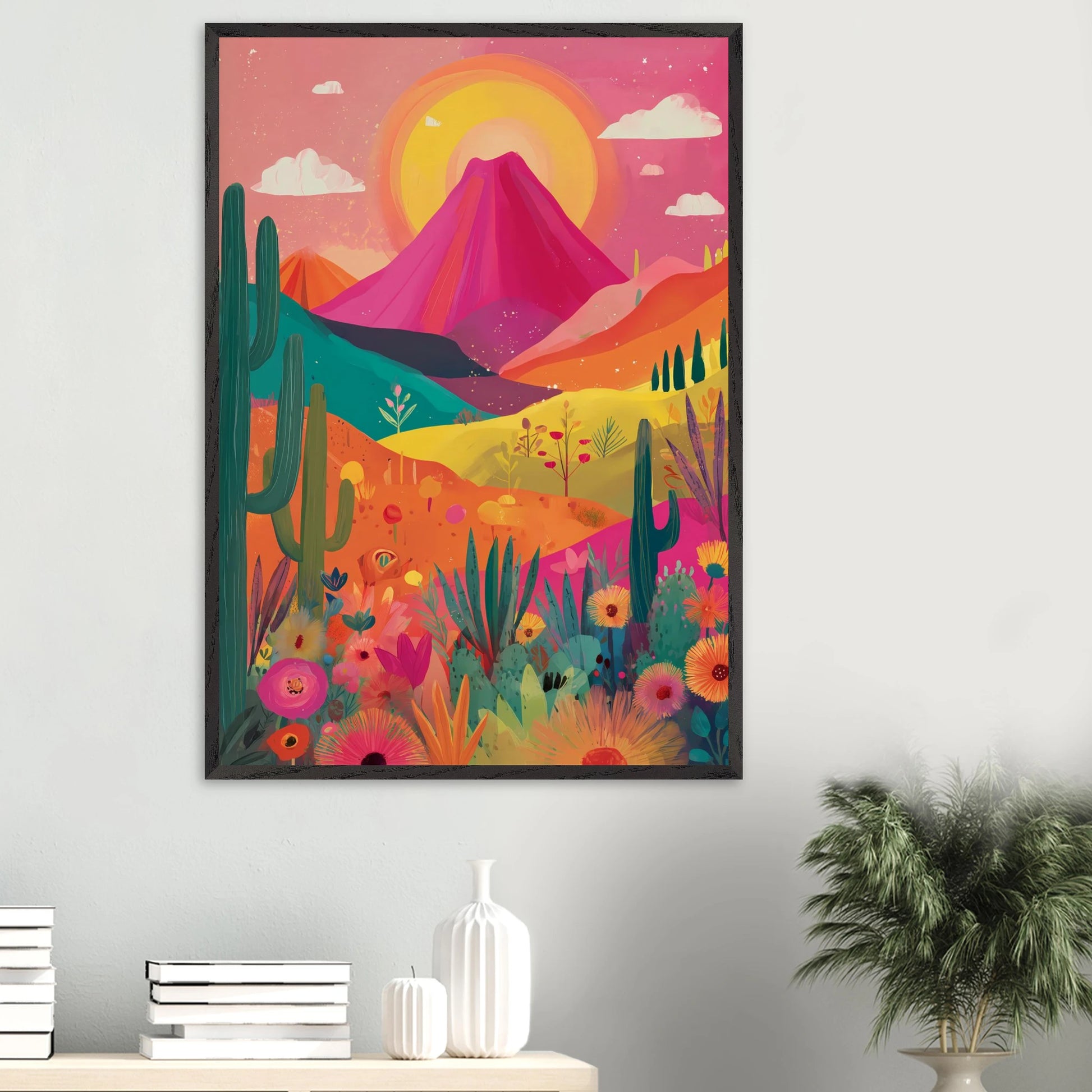 Volcan Fleuri — tableau encadre bois — vue 16 — art mural STNCL