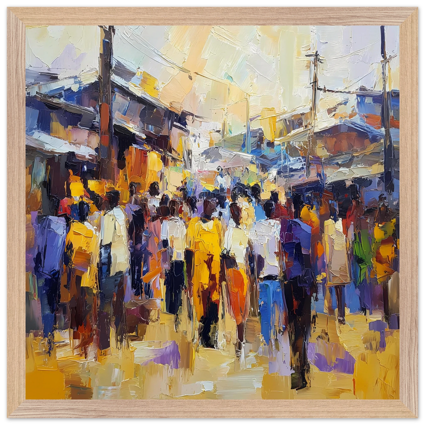 Jour de Marché — tableau encadré bois — vue 4 — art mural STNCL