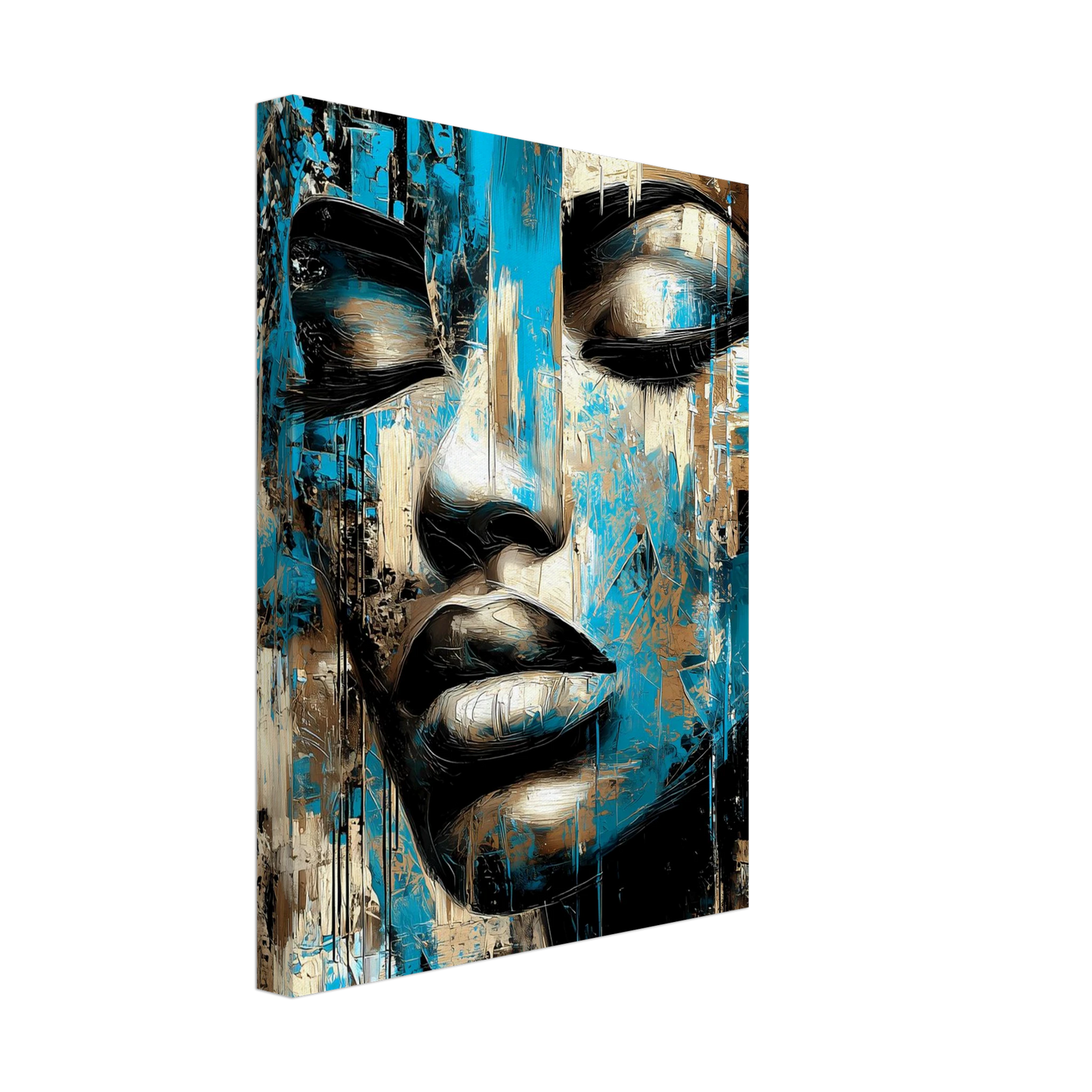 Bleu et Or — tableau sur toile — vue 4 — art mural STNCL