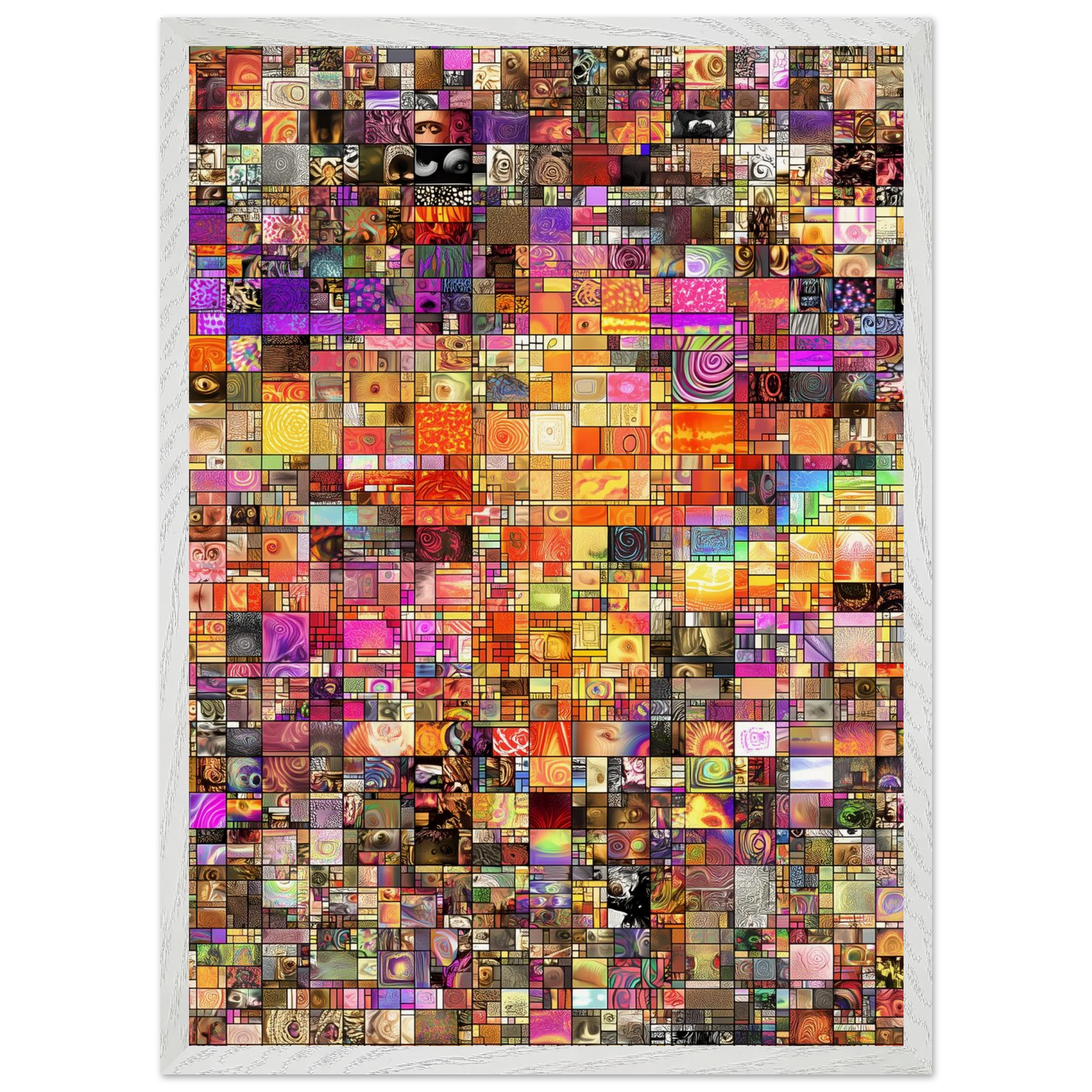 Mosaïque des Mille Mondes — tableau encadré bois — vue 11 — art mural STNCL