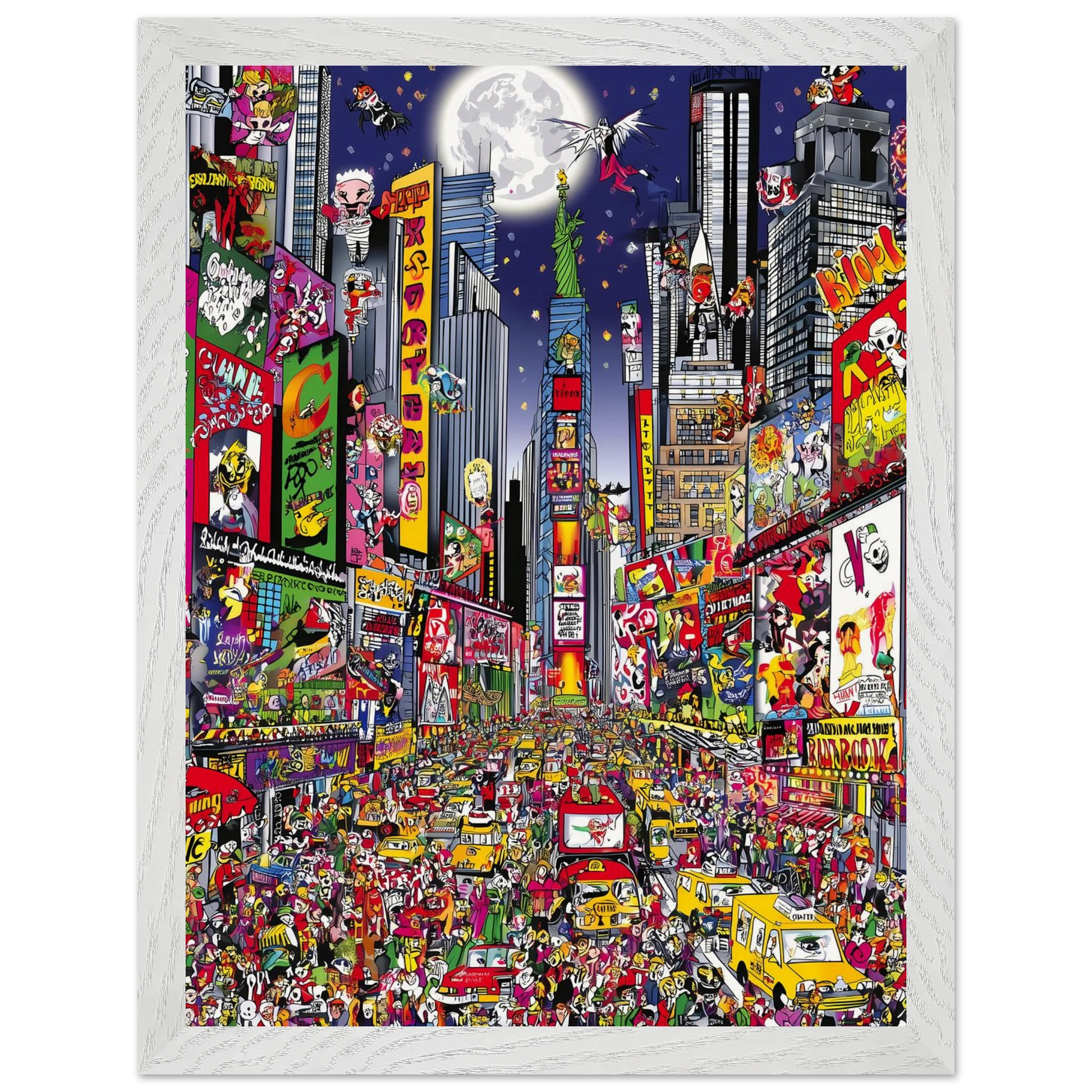 Times Square en Fête — tableau encadre bois — vue 9 — art mural STNCL