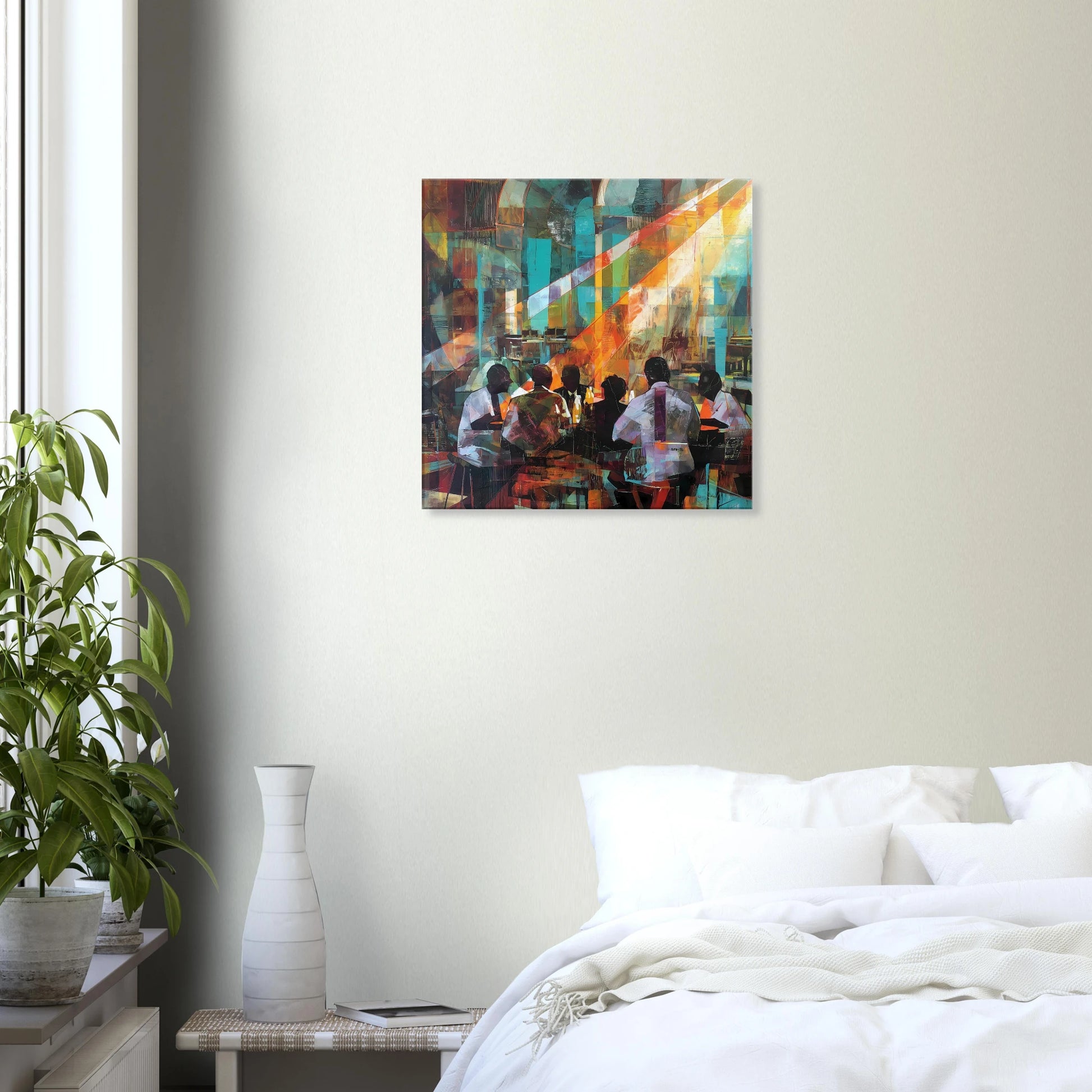 Rencontre au Café — tableau sur toile — vue 6 — art mural STNCL