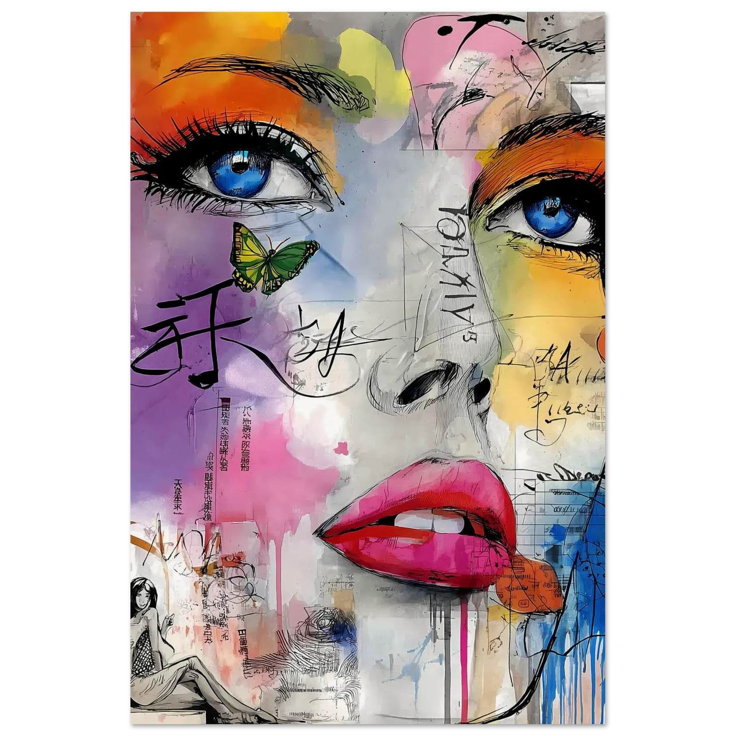 Papillon et Idéogrammes — affiche d'art — vue 4 — art mural STNCL