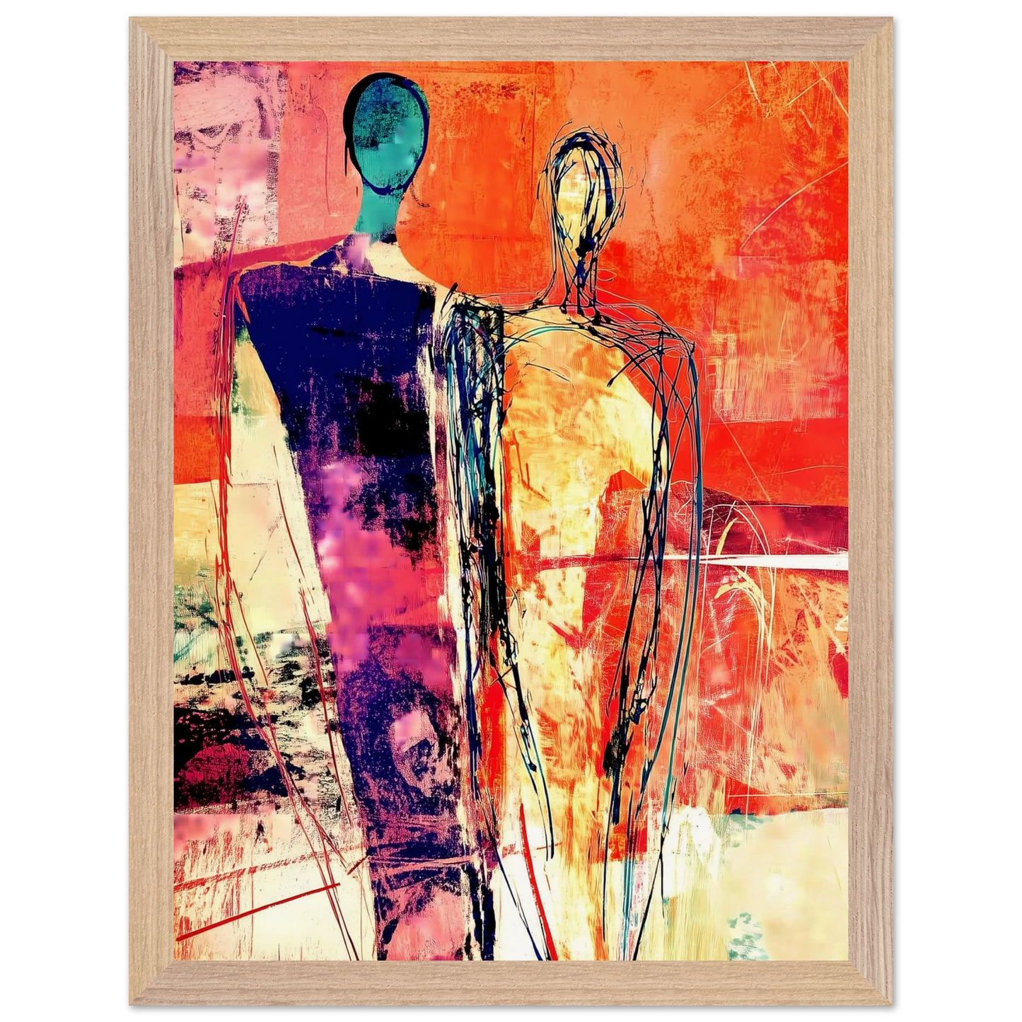 Deux Présences — tableau encadre bois — vue 12 — art mural STNCL