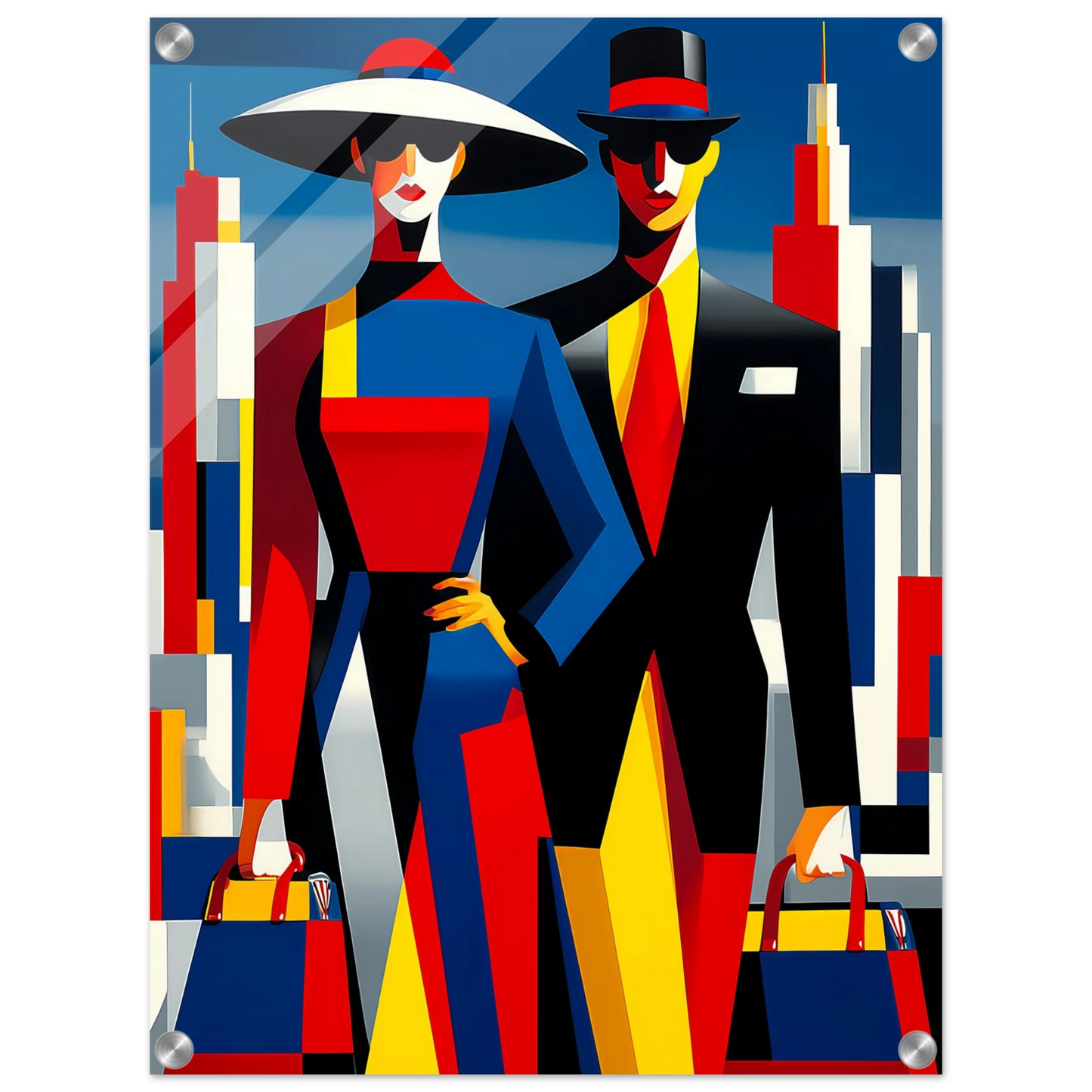 Le Couple en Ville — tableau plexiglas — vue 4 — art mural STNCL