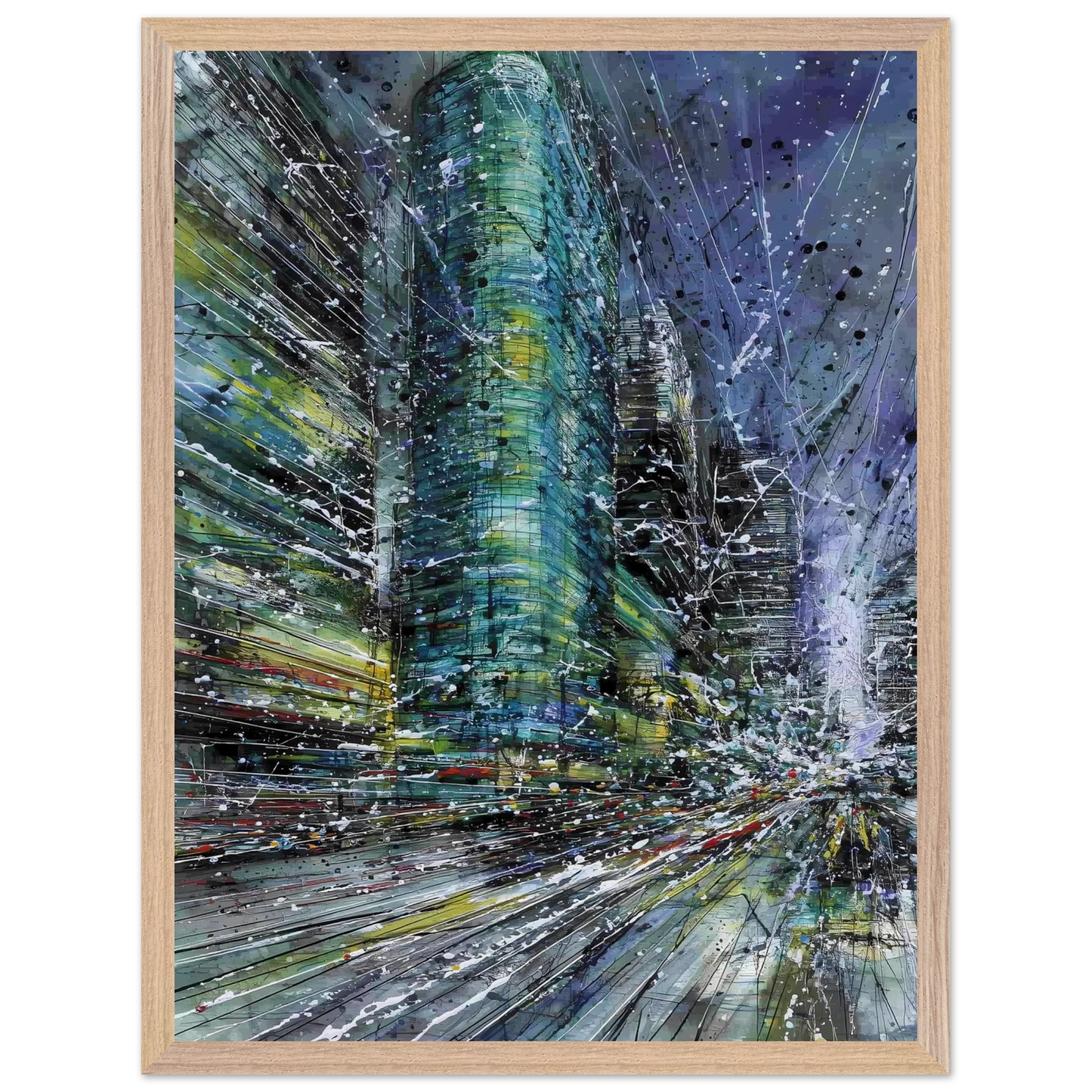 Vertige de la Cité — tableau encadré bois — vue 3 — art mural STNCL