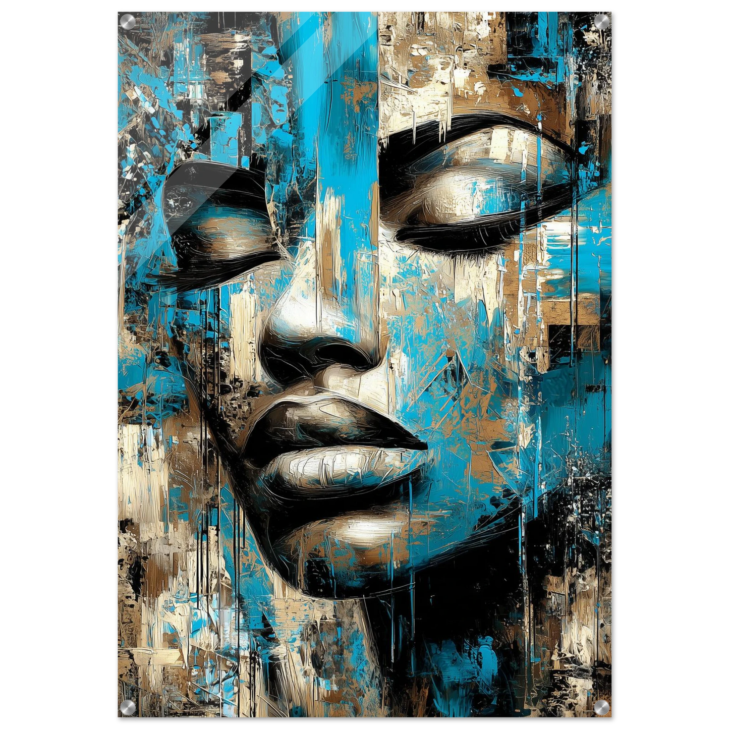 Larmes de Cyan sur Peau de Bronze — tableau plexiglas — art mural STNCL