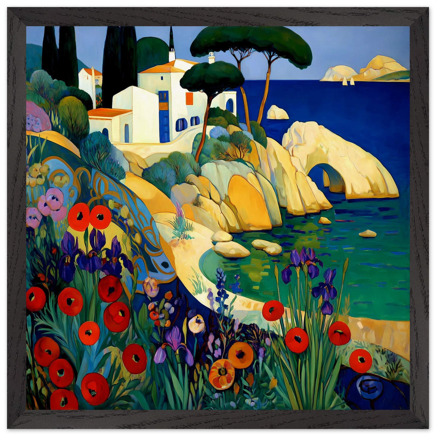 La Crique aux Coquelicots — tableau encadré bois — vue 6 — art mural STNCL