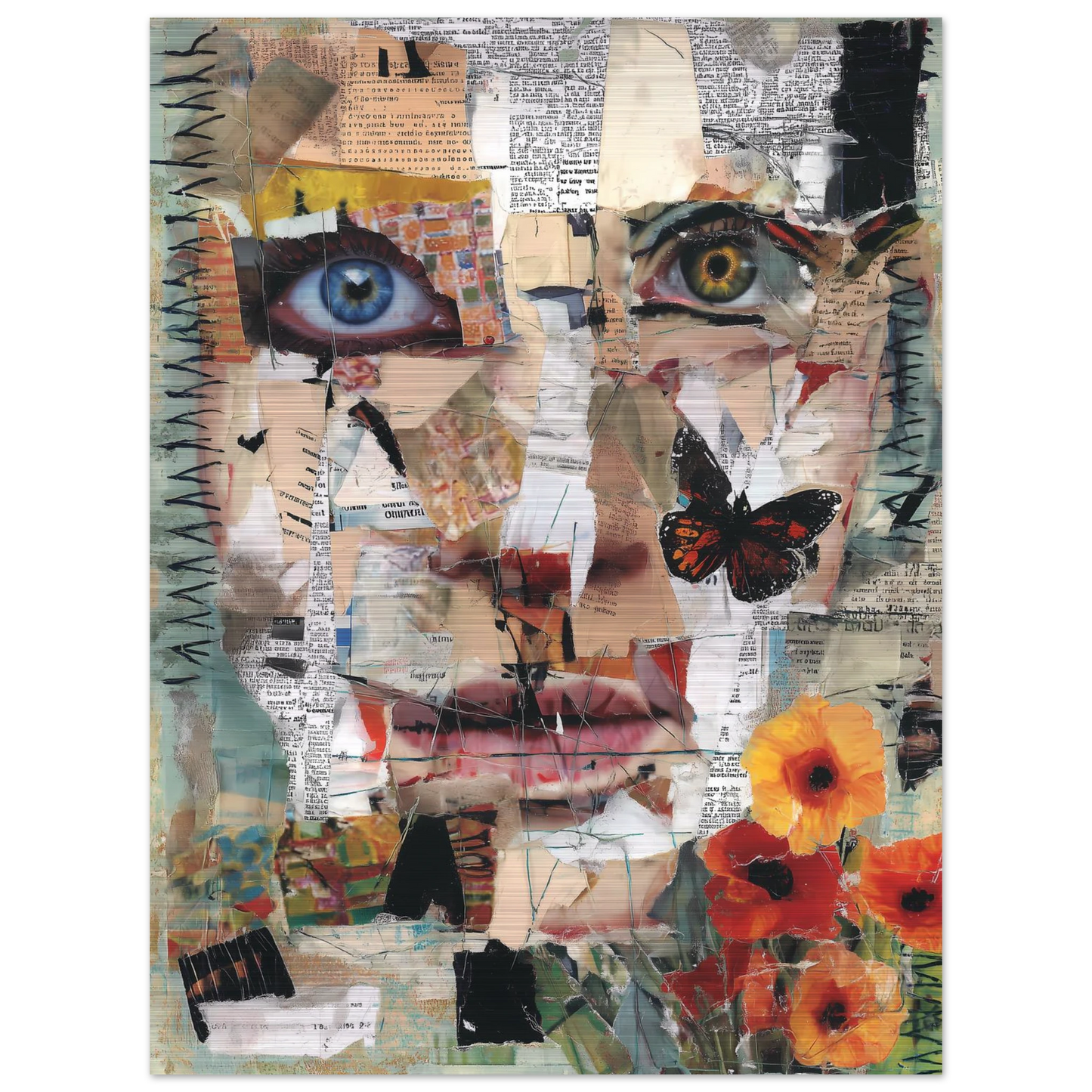 Le Visage de Papier — tableau aluminium — vue 2 — art mural STNCL