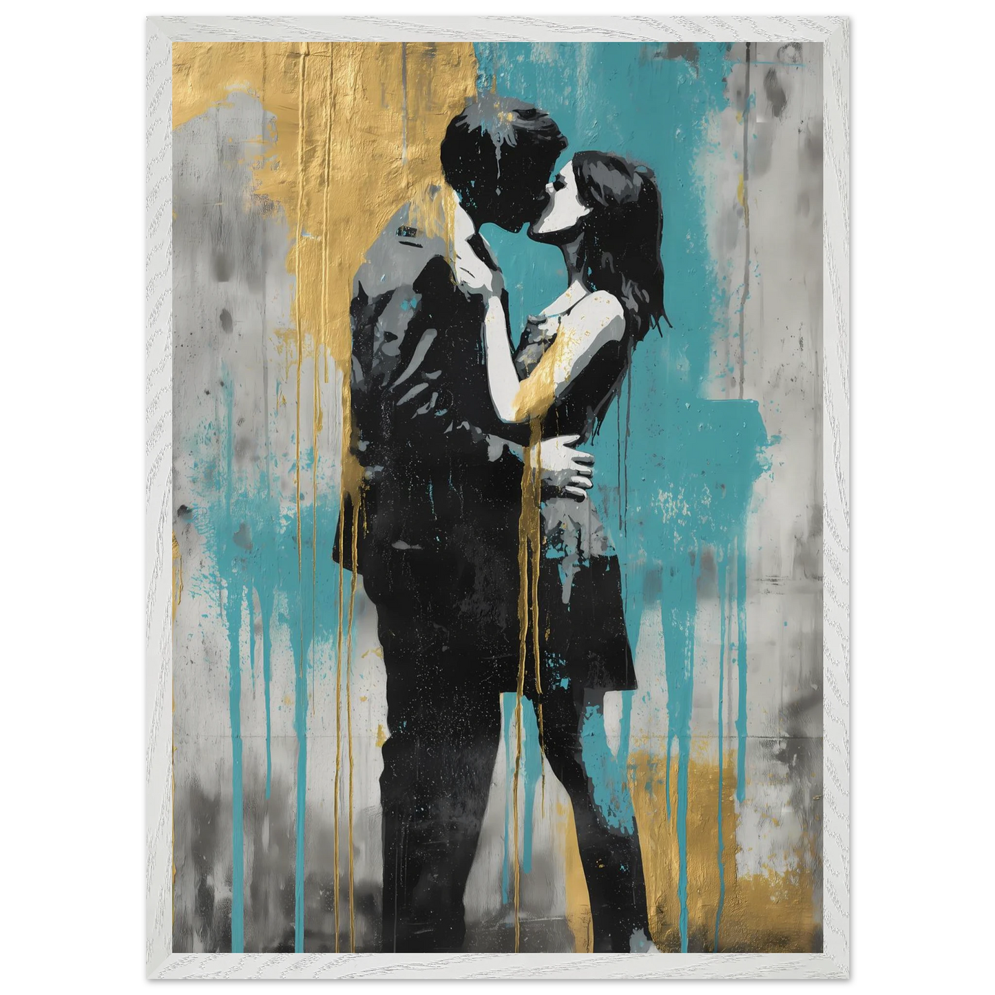 Baiser au Pochoir — tableau encadré bois — vue 11 — art mural STNCL