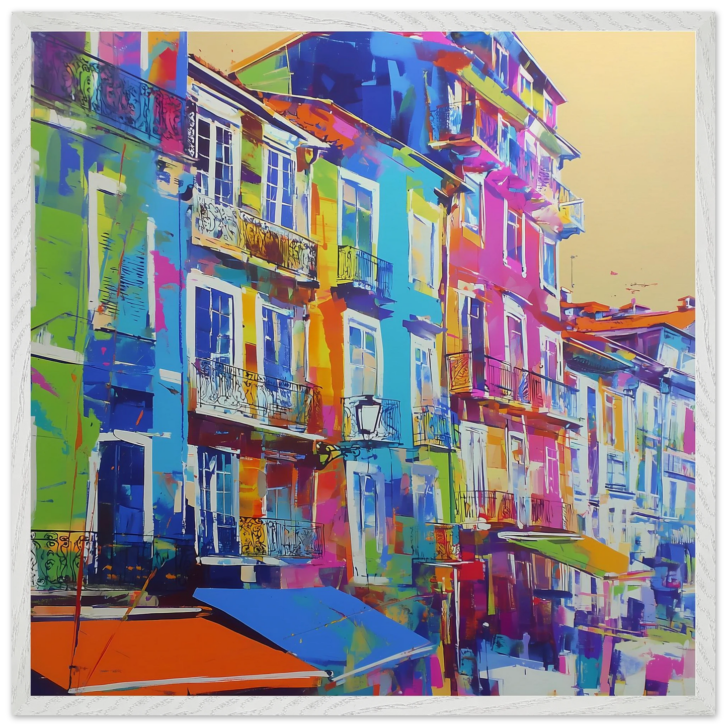 Balcons Colorés — tableau encadre bois — vue 5 — art mural STNCL