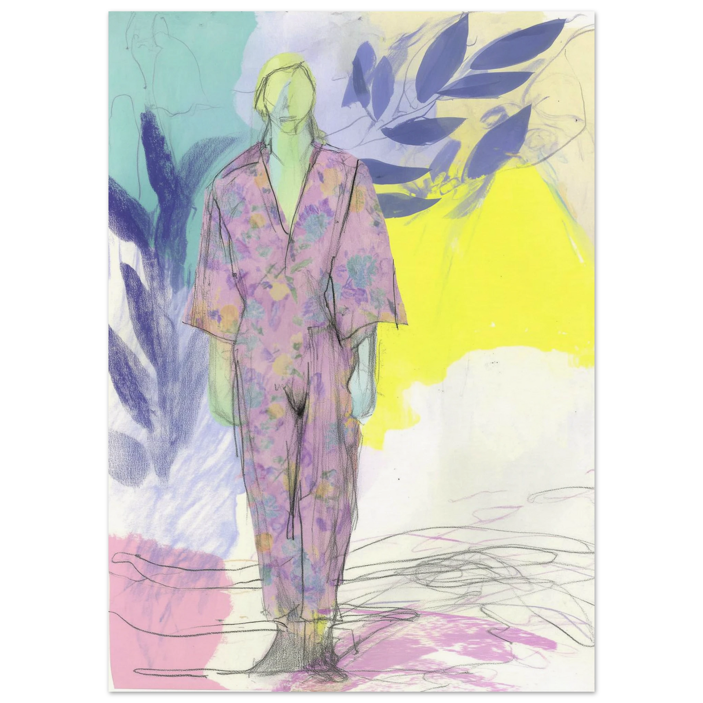 Kimono Fleuri sous les Feuilles — affiche d'art — vue 5 — art mural STNCL