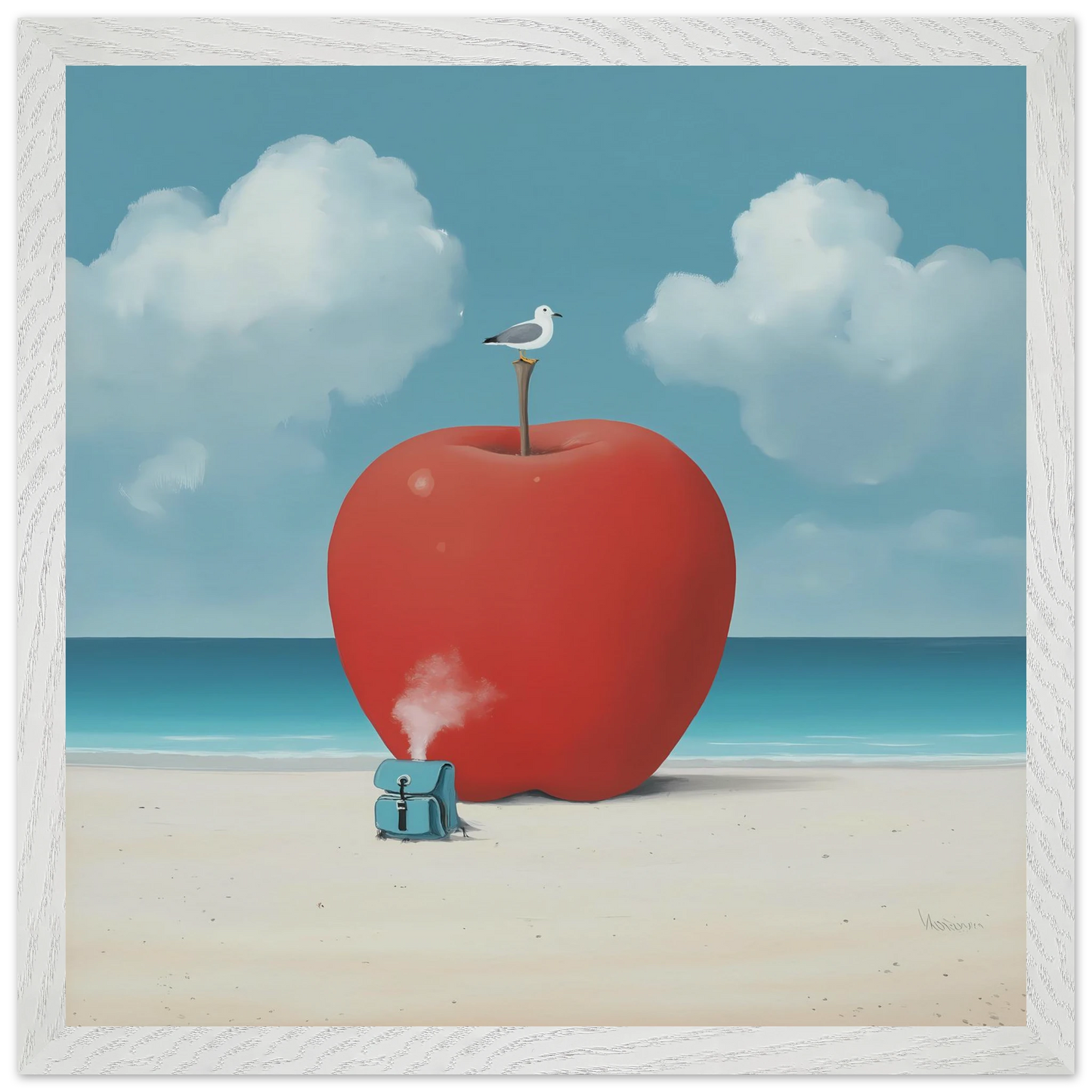 Pomme sur la Plage — tableau encadre bois — vue 9 — art mural STNCL