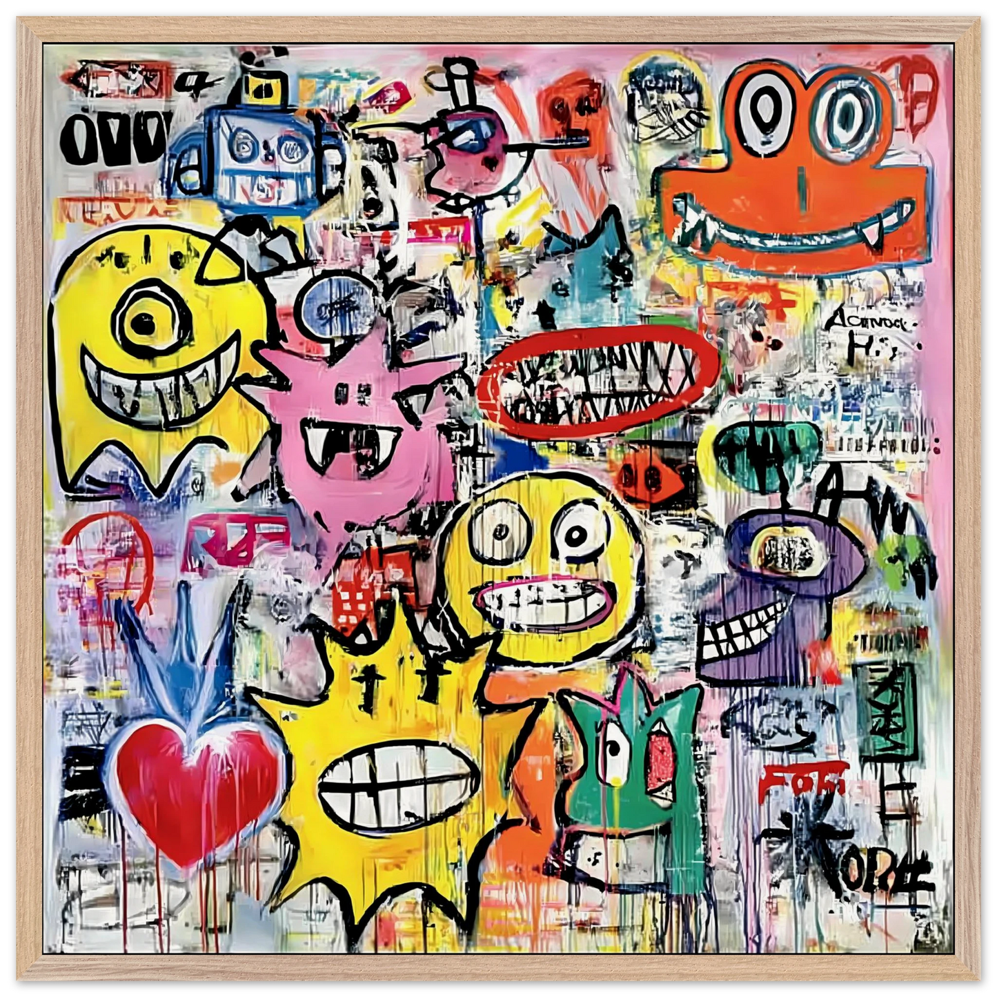Le Mur aux Monstres — tableau encadré bois — vue 10 — art mural STNCL