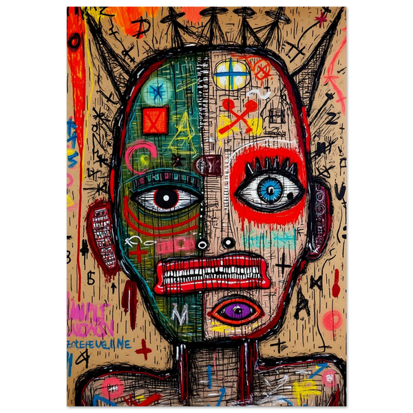 Fragmented Face In Symbols