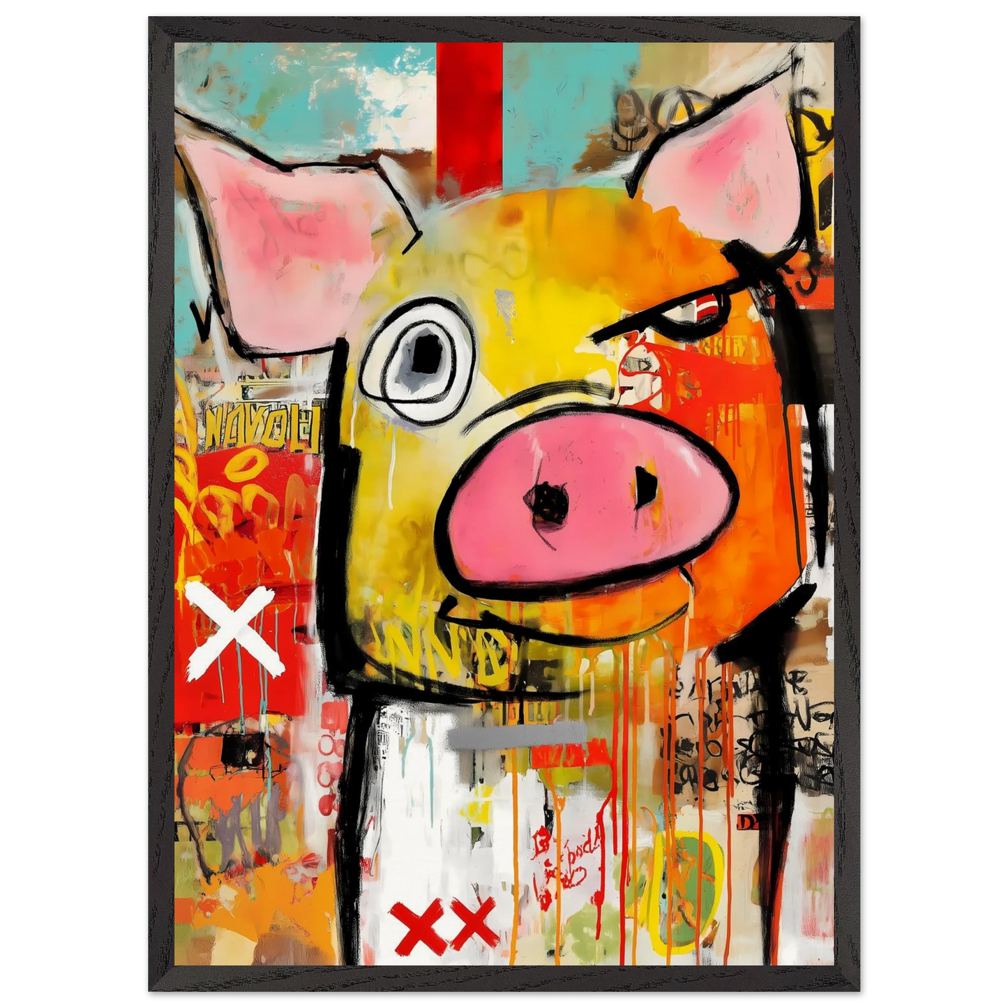 Le Cochon Bougon — tableau encadré bois — vue 10 — art mural STNCL
