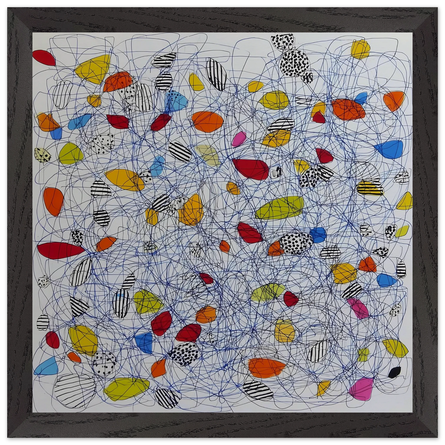 Pelote et Galets — tableau encadré bois — vue 2 — art mural STNCL