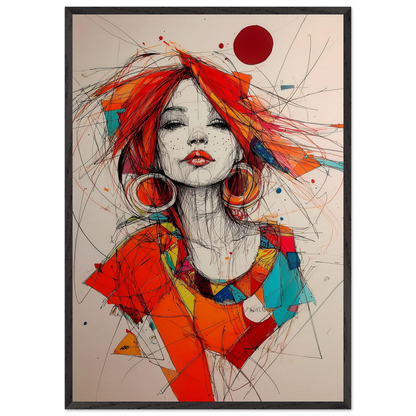 Créoles et Crayon — tableau encadré bois — art mural STNCL