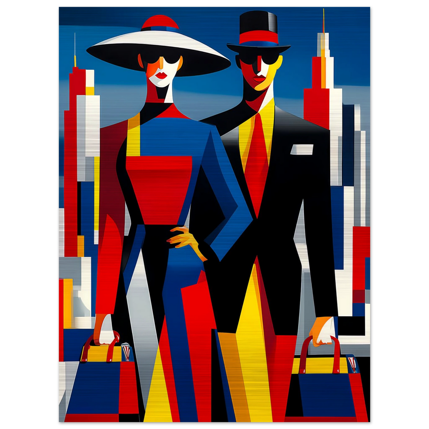 Le Couple en Ville — tableau aluminium — vue 2 — art mural STNCL