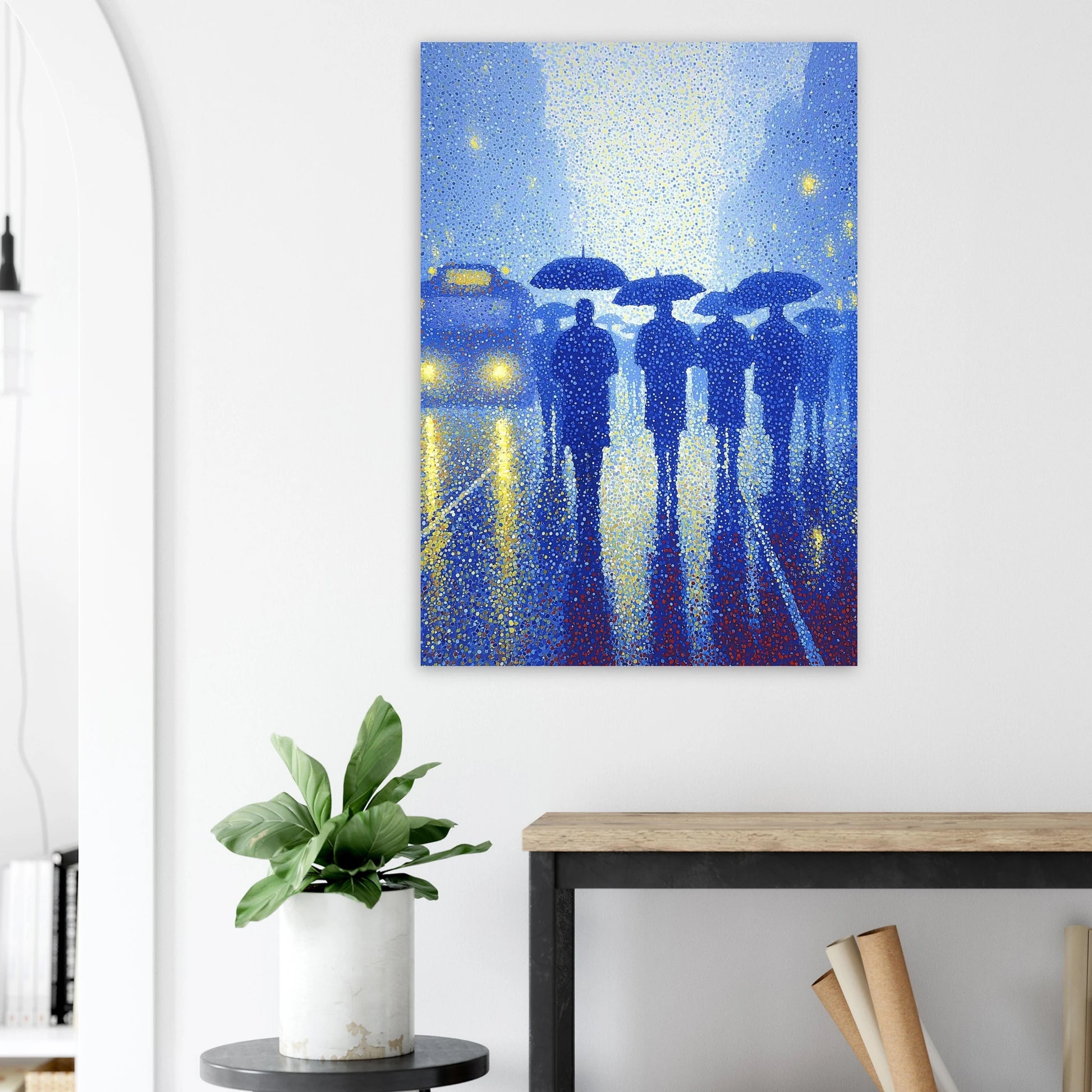 Pluie de Néon Bleu — tableau aluminium — vue 8 — art mural STNCL