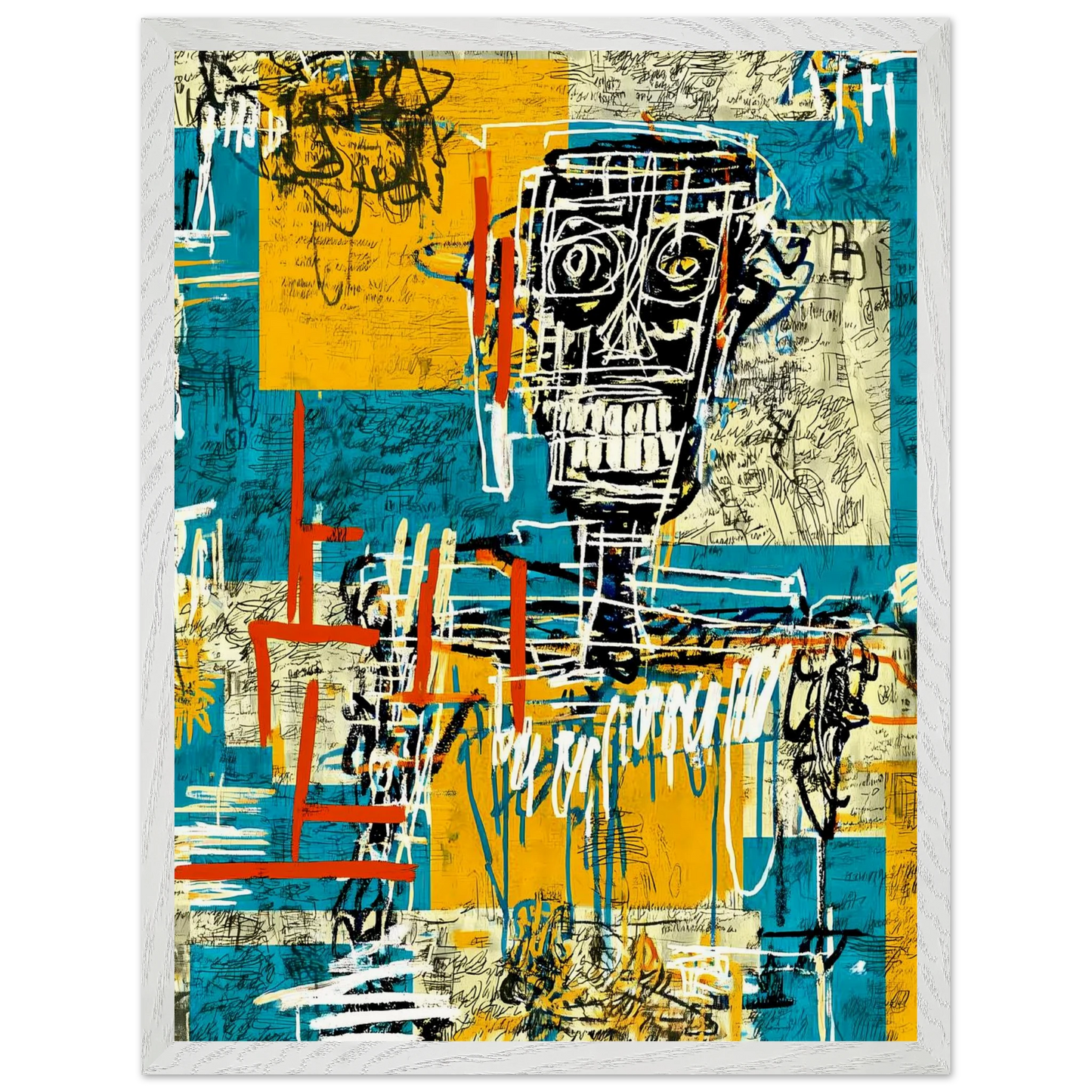 Visage Griffé — tableau encadré bois — vue 8 — art mural STNCL