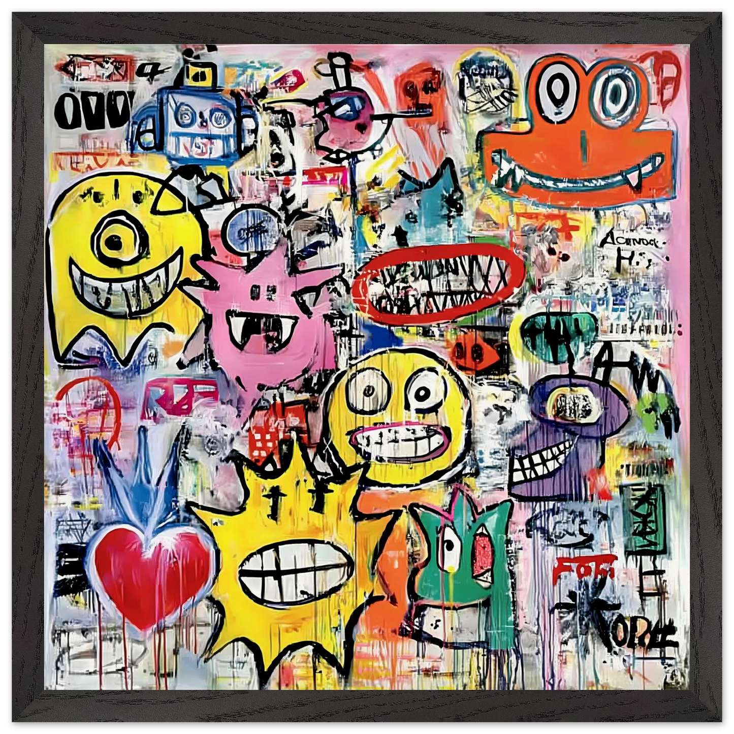 Le Mur aux Monstres — tableau encadré bois — vue 6 — art mural STNCL