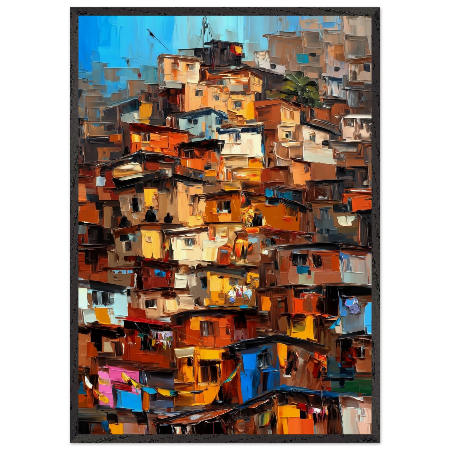 Favela aux Mille Fenêtres — tableau encadré bois — art mural STNCL