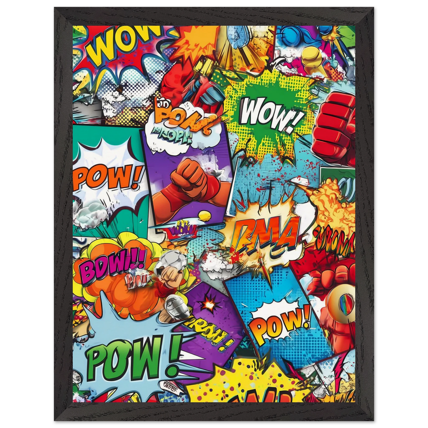Explosion Pop Art — tableau encadre bois — vue 4 — art mural STNCL