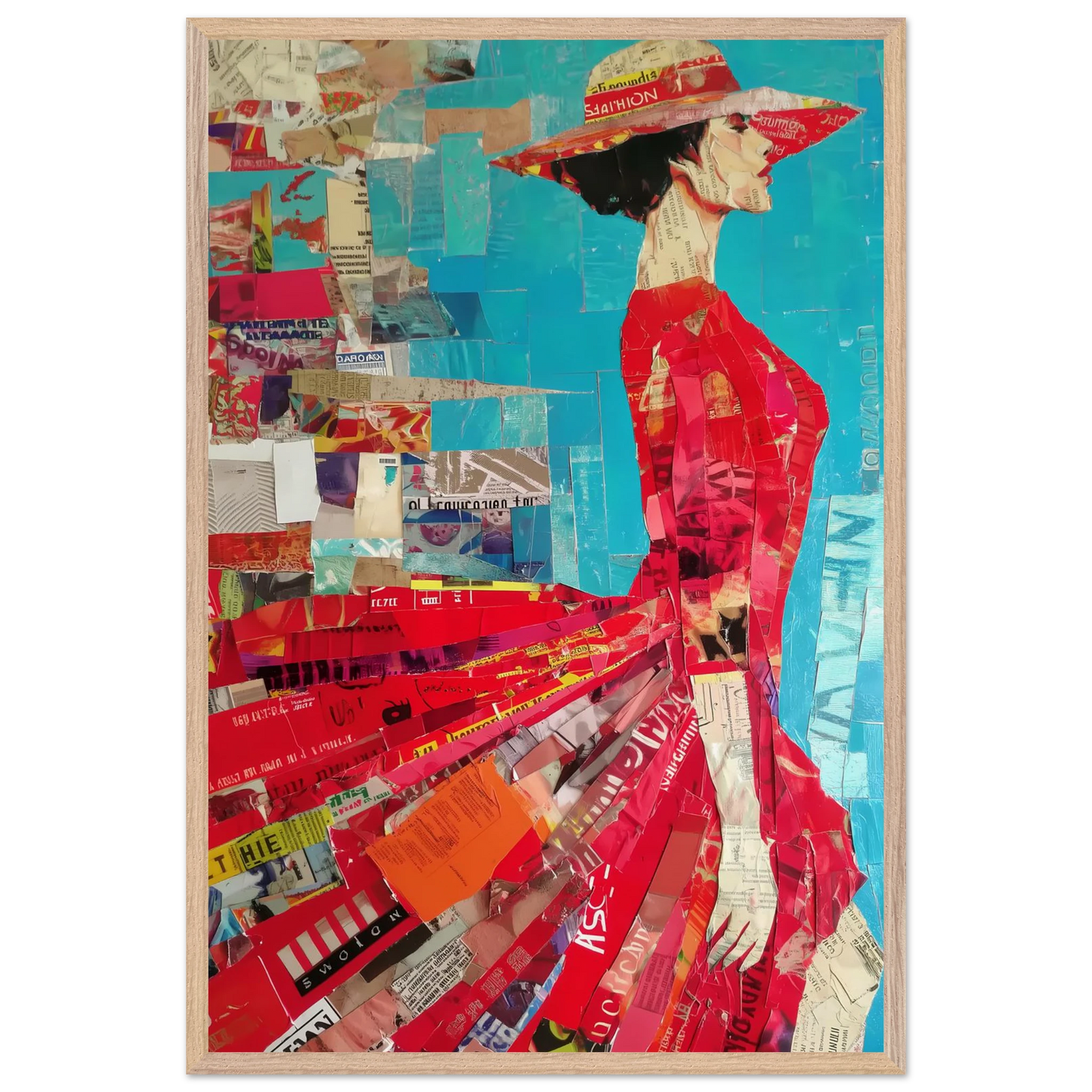 La Robe Rouge — tableau encadré bois — vue 14 — art mural STNCL
