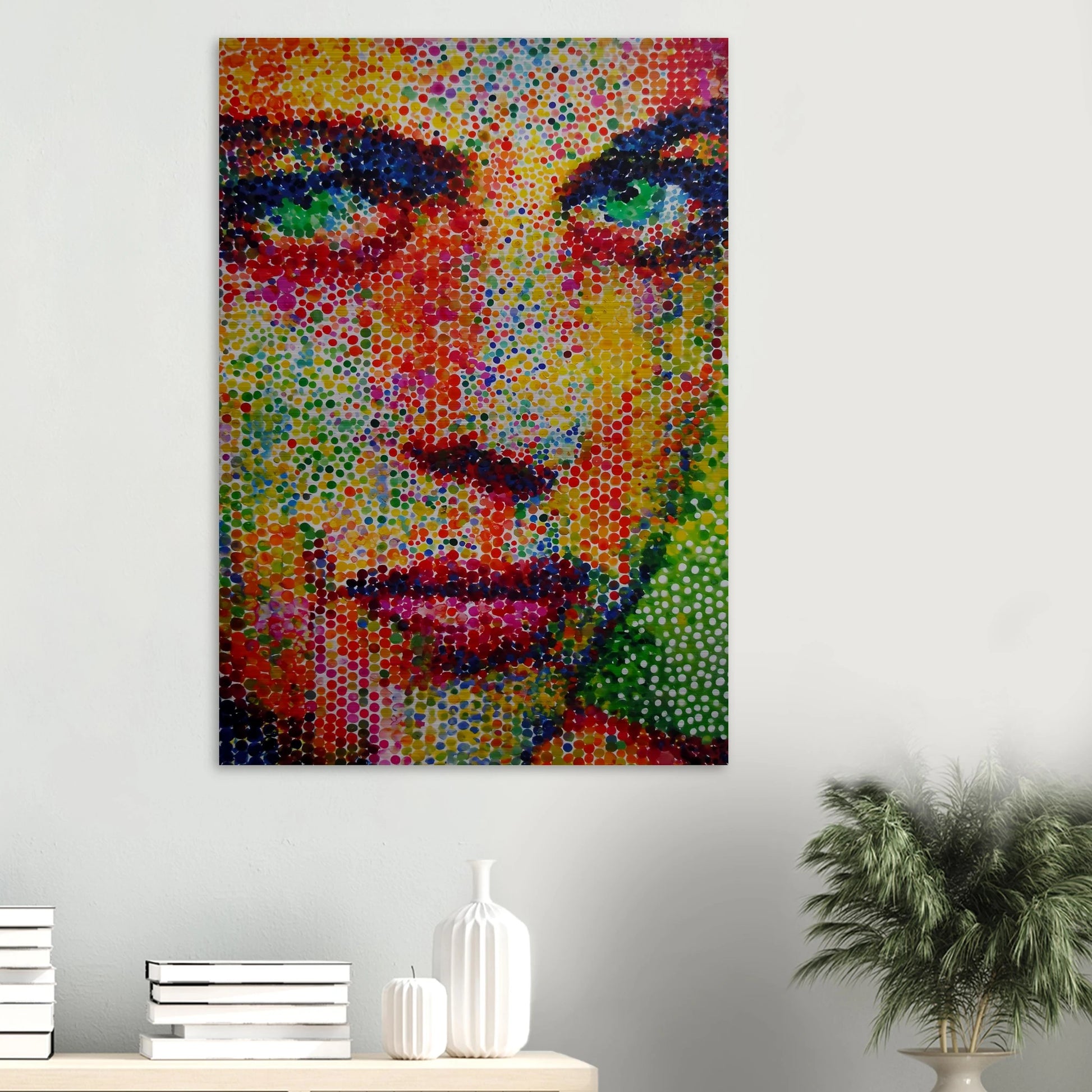 Le Visage en Points — tableau aluminium — vue 6 — art mural STNCL