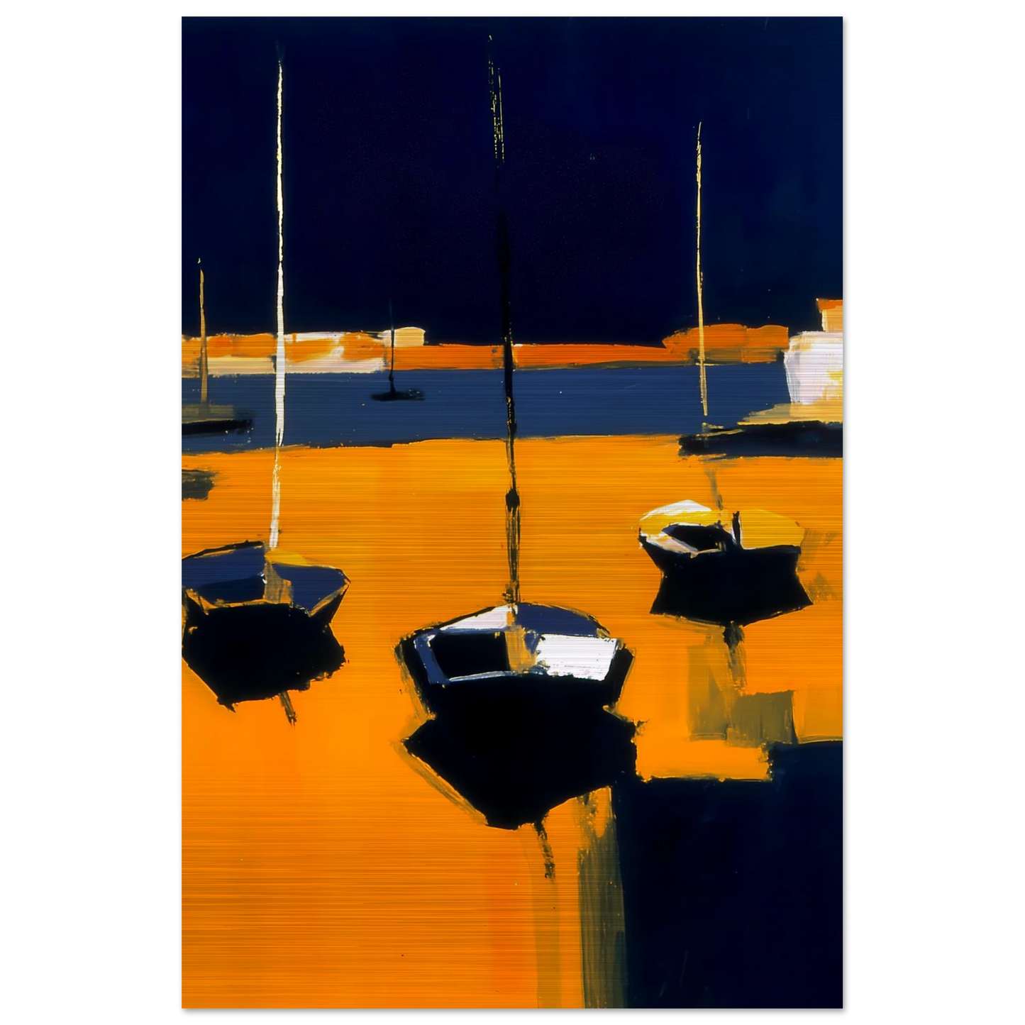 Barques au Soleil Couchant — tableau aluminium — vue 3 — art mural STNCL