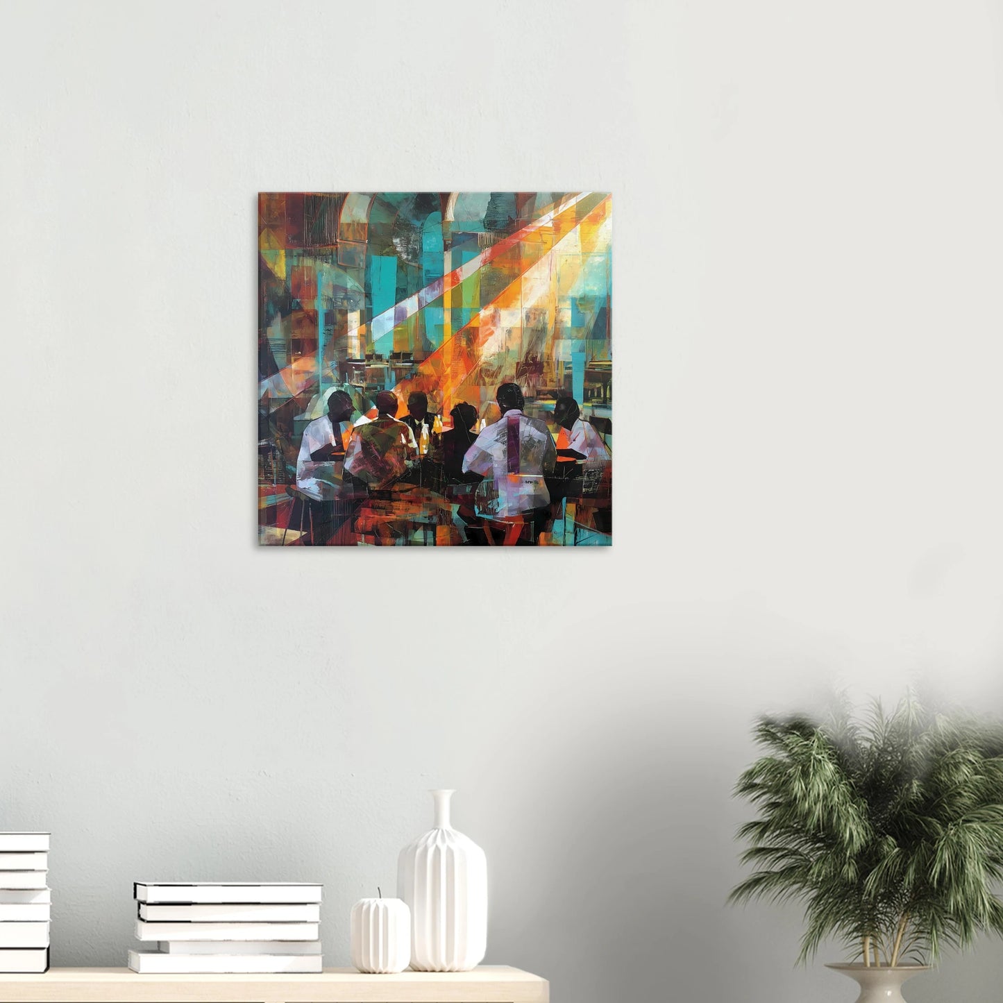 Rencontre au Café — tableau sur toile — vue 5 — art mural STNCL