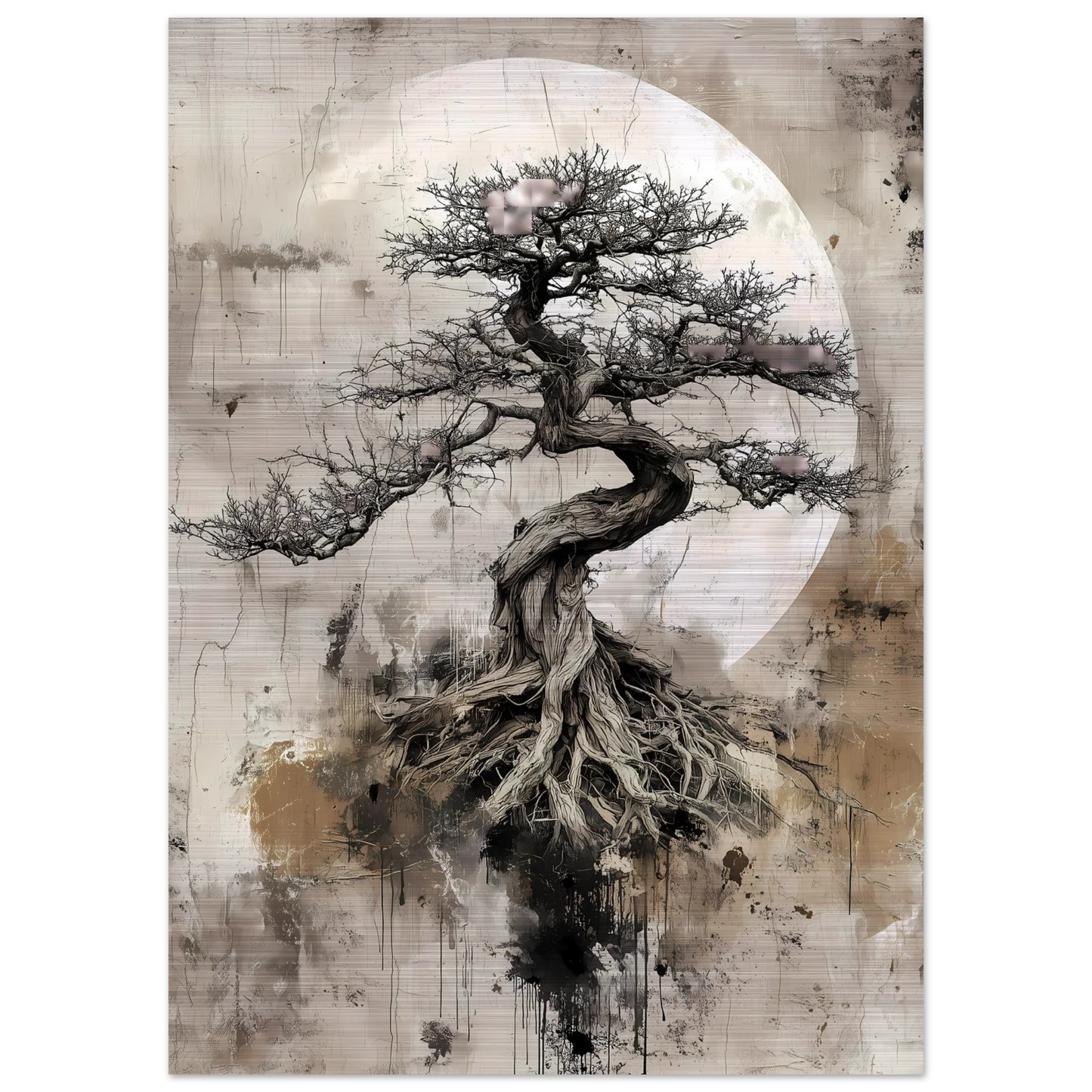 Bonsaï sous la Lune — tableau aluminium — vue 4 — art mural STNCL