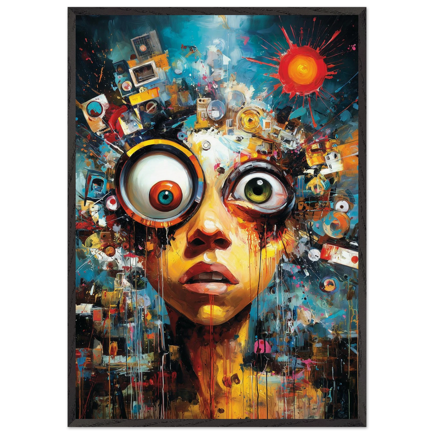 Regard Éclaté en Couleurs — tableau encadré bois — art mural STNCL