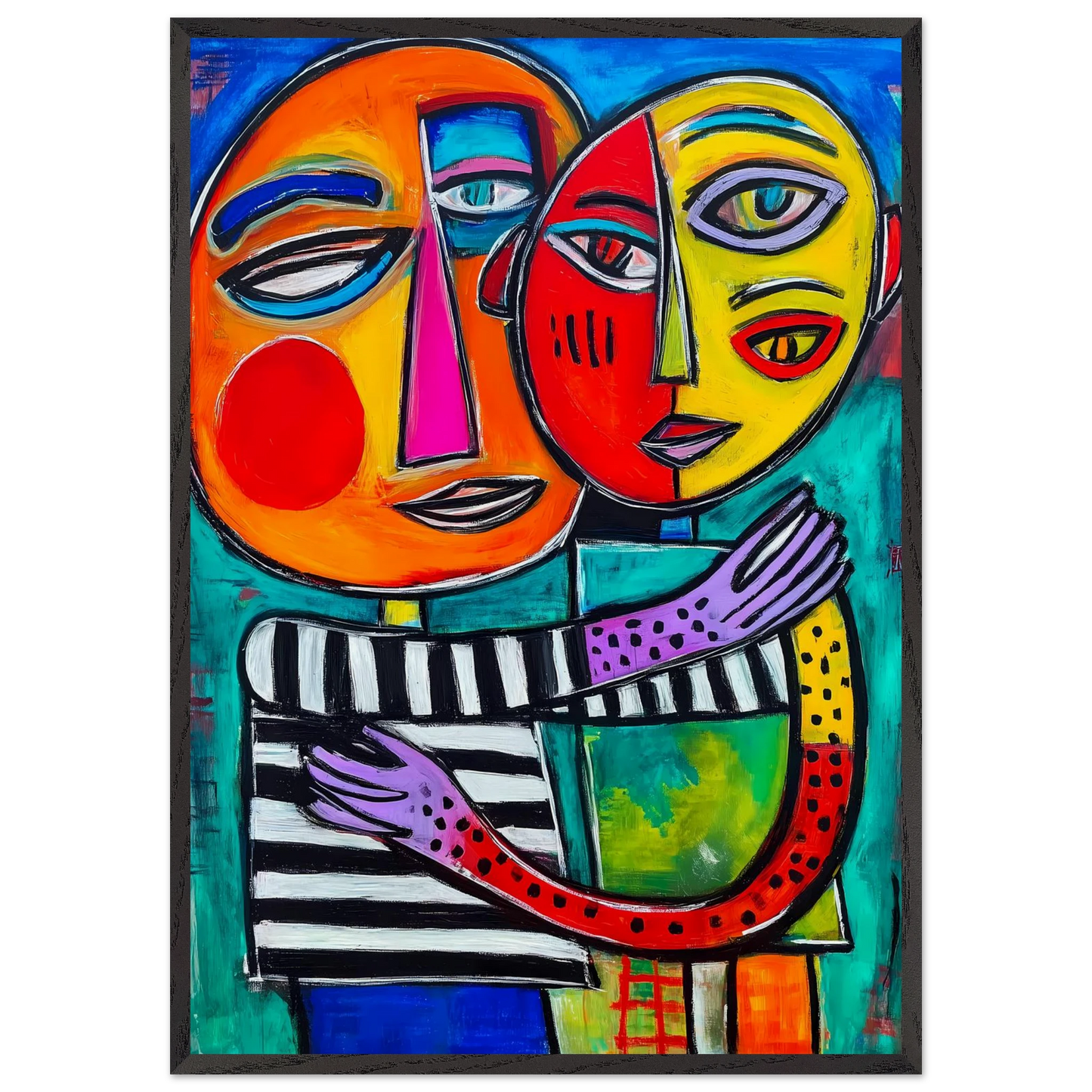 Étreinte Cubiste — tableau encadre bois — art mural STNCL