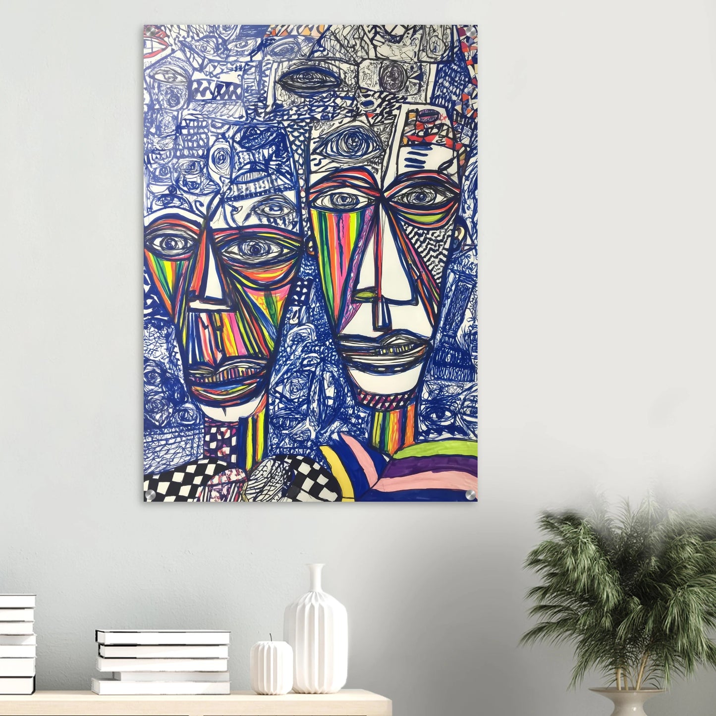 Deux Visages au Feutre — tableau plexiglas — vue 6 — art mural STNCL
