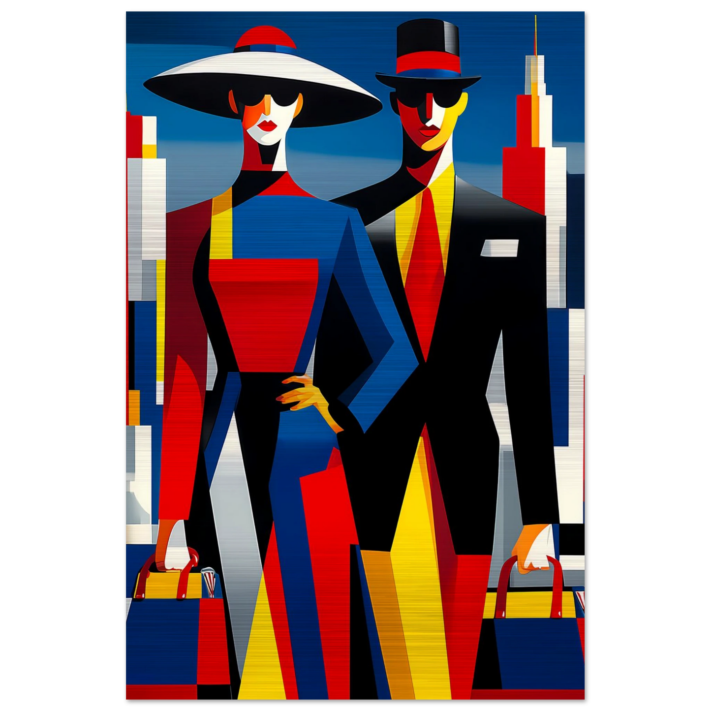 Le Couple en Ville — tableau aluminium — vue 3 — art mural STNCL