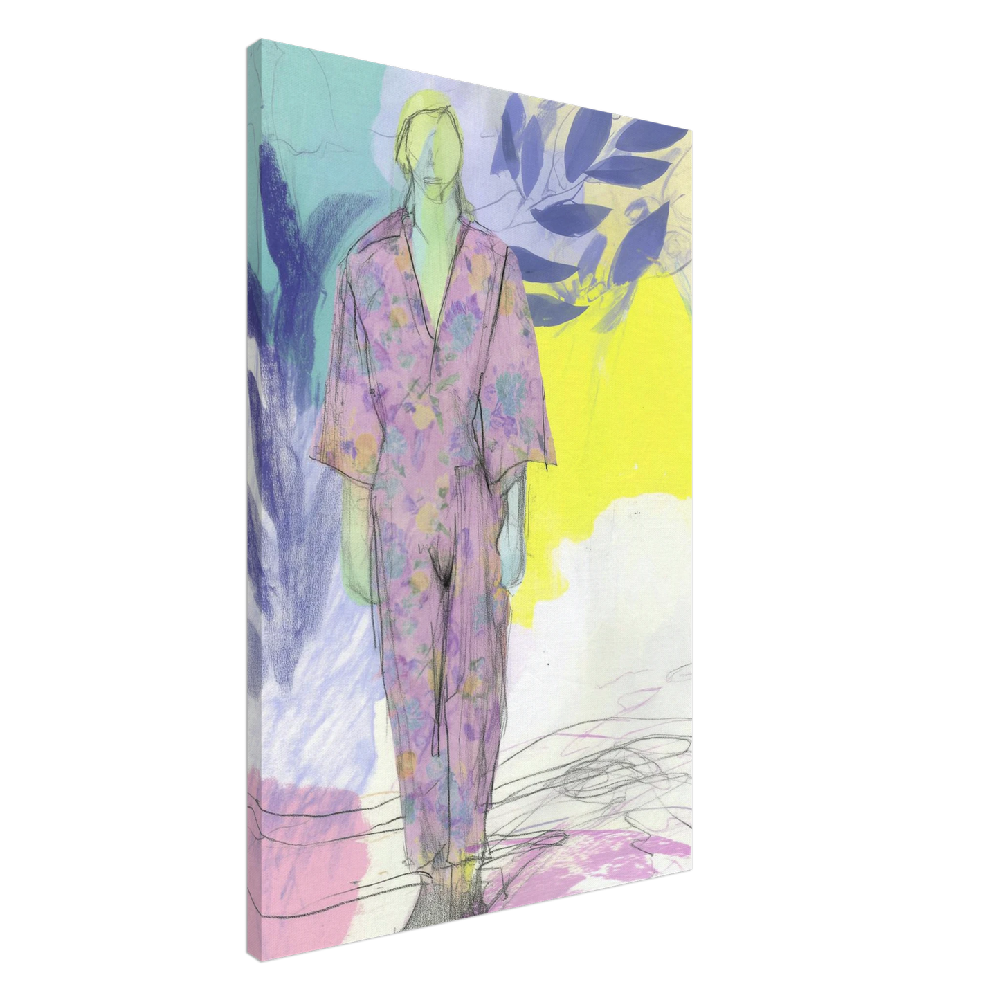 Kimono Fleuri sous les Feuilles — tableau sur toile — vue 5 — art mural STNCL