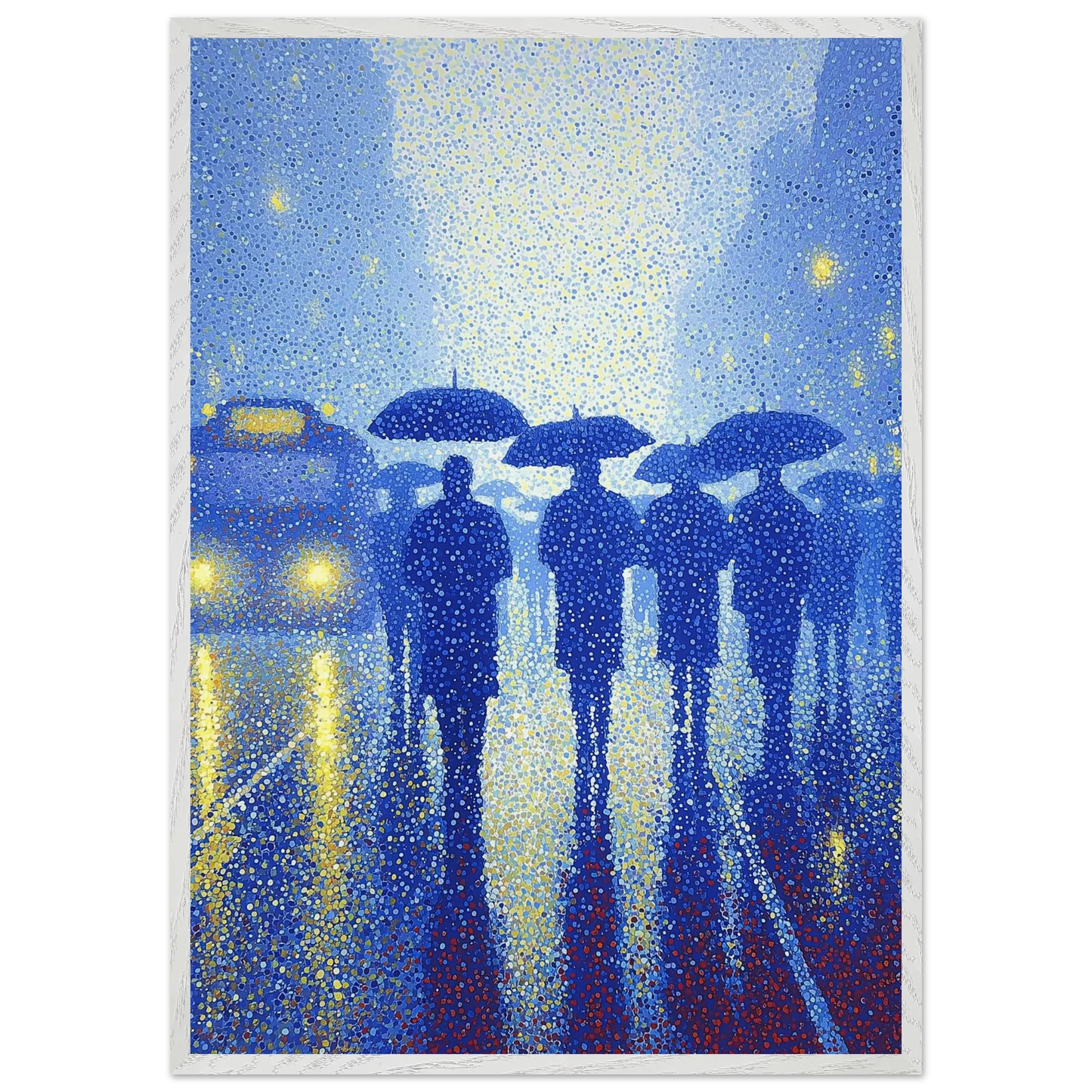 Pluie de Néon Bleu — tableau encadré bois — vue 11 — art mural STNCL