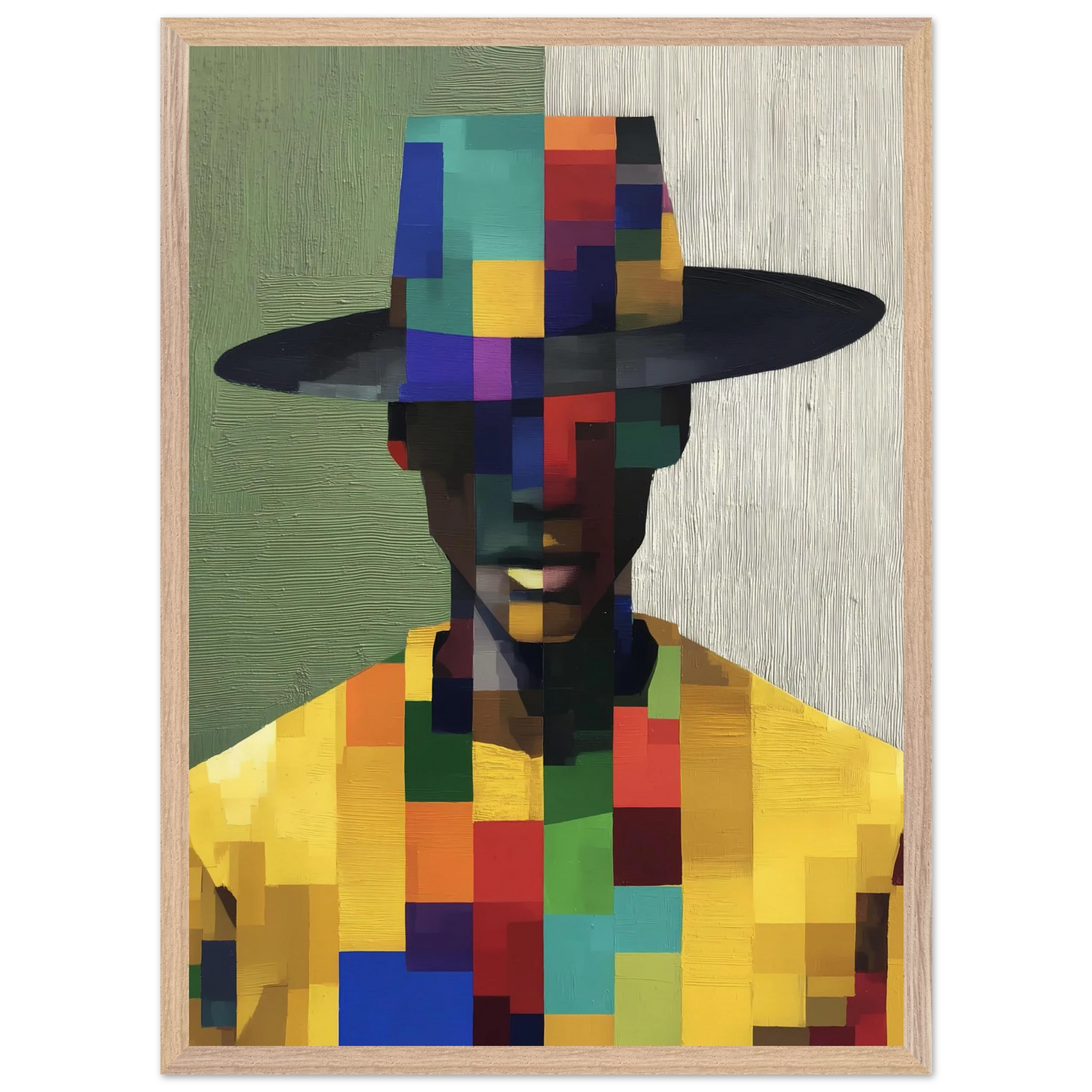 Portrait en Mosaïque — tableau encadre bois — vue 13 — art mural STNCL
