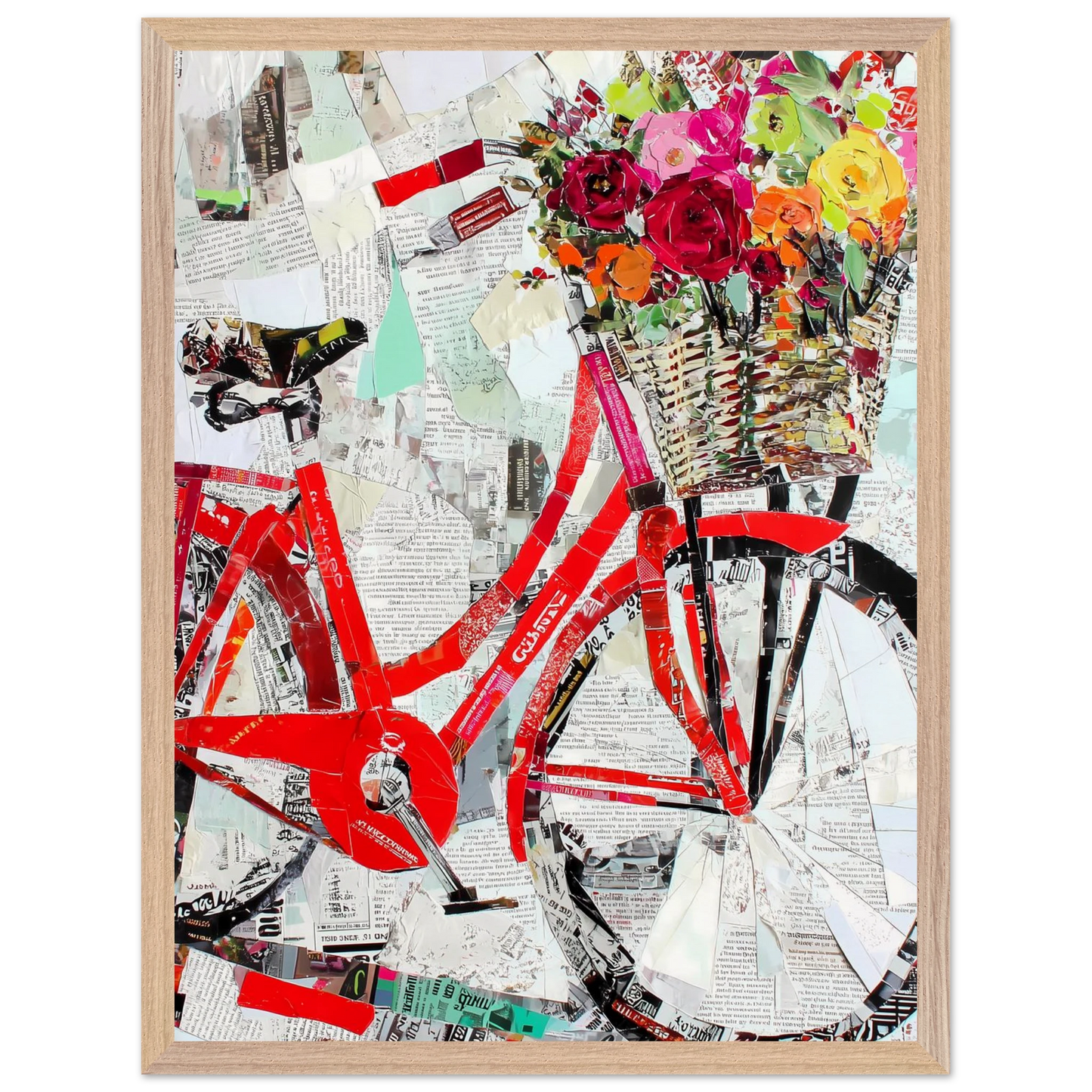 Le Vélo Fleuri — tableau encadré bois — vue 3 — art mural STNCL