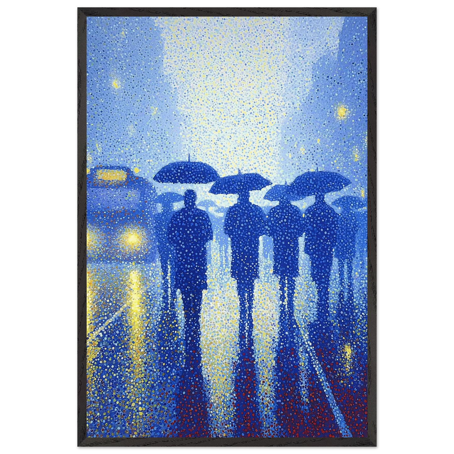 Pluie en Pointillés — tableau encadré bois — vue 2 — art mural STNCL