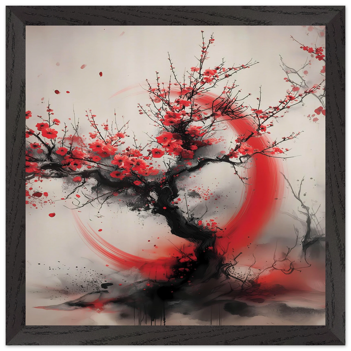 Enso et Prunier — tableau encadre bois — vue 2 — art mural STNCL