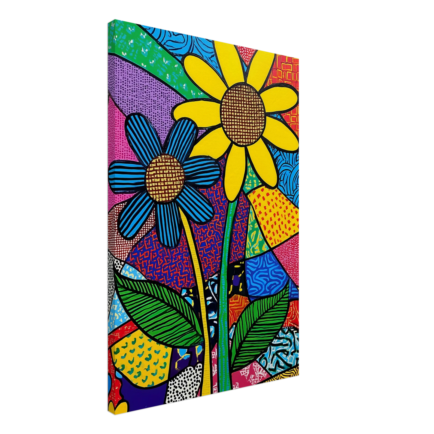 Deux Fleurs en Fête — tableau sur toile — vue 2 — art mural STNCL